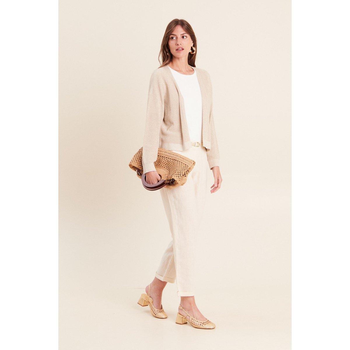 Gilet manches longues brillant couleur or, BREAL
