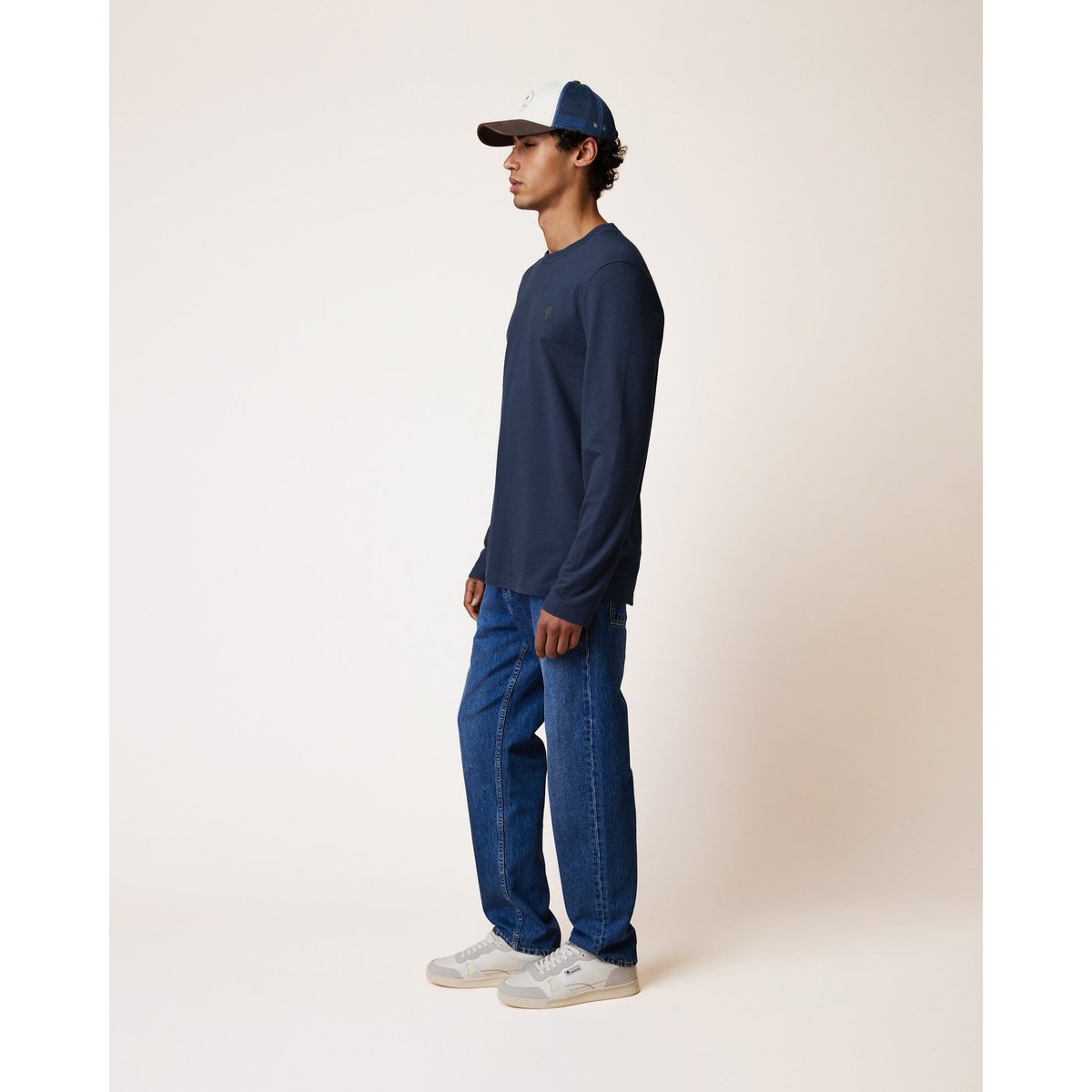 T-shirt en maille bleu marine et bleu, FAGUO