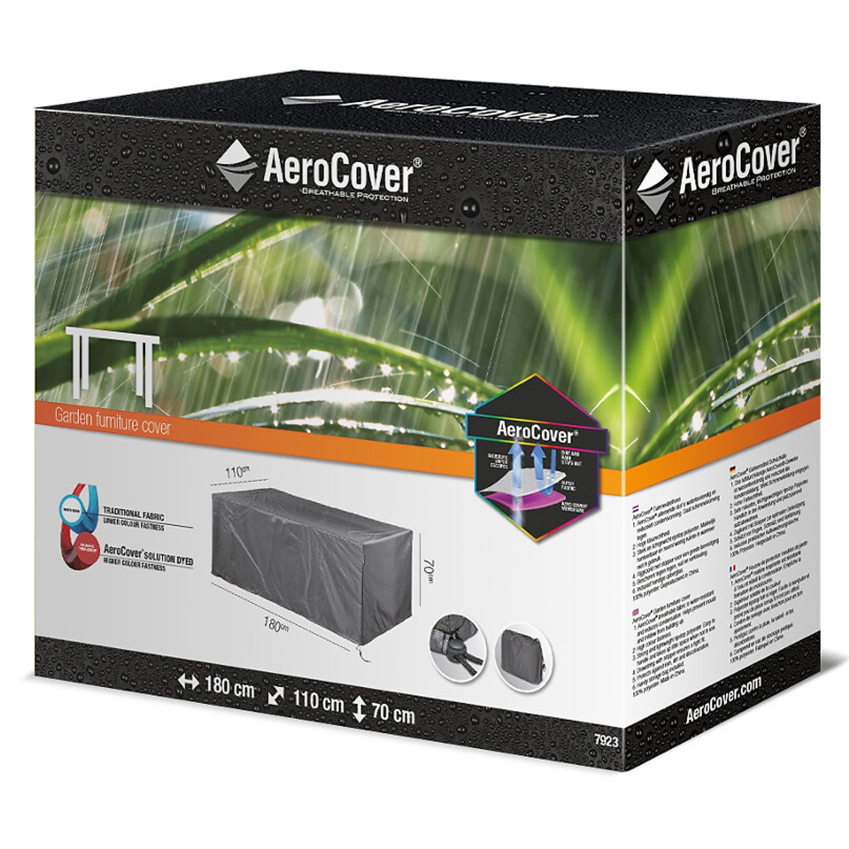 Garden Table Cover 180x110x70cm grey, AEROCOVER