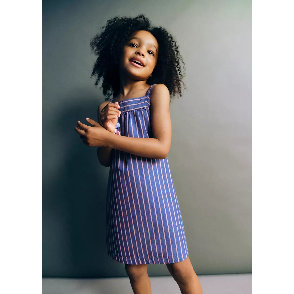 Robe rayures ouverture dos bleu, MANGO BABY