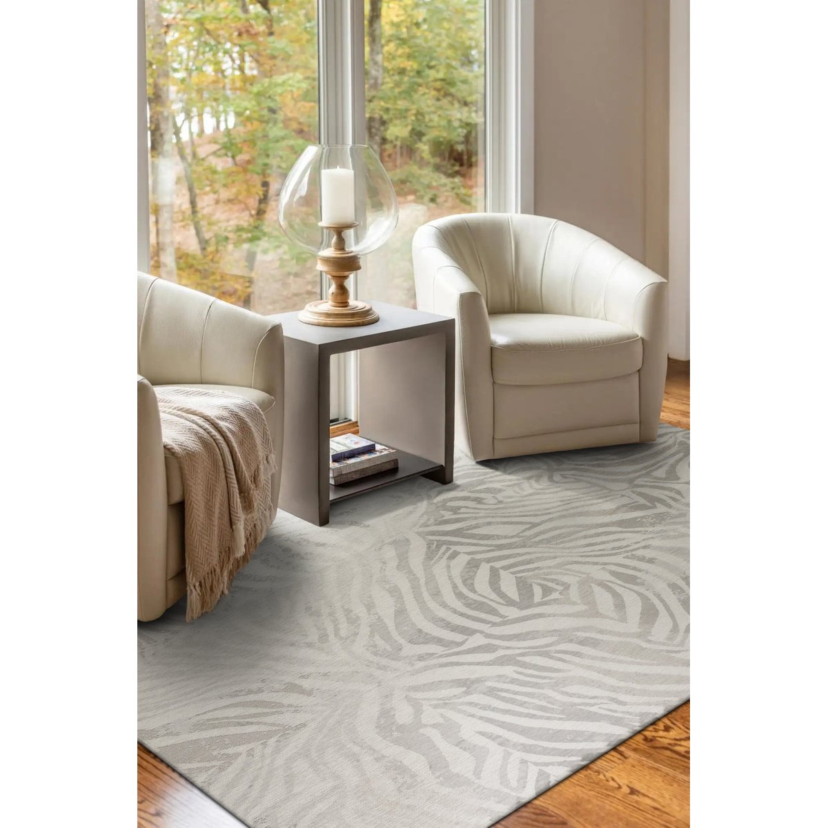 Tapis intérieur/extérieur moderne tissé plat SAVANE gris, NOVATREND