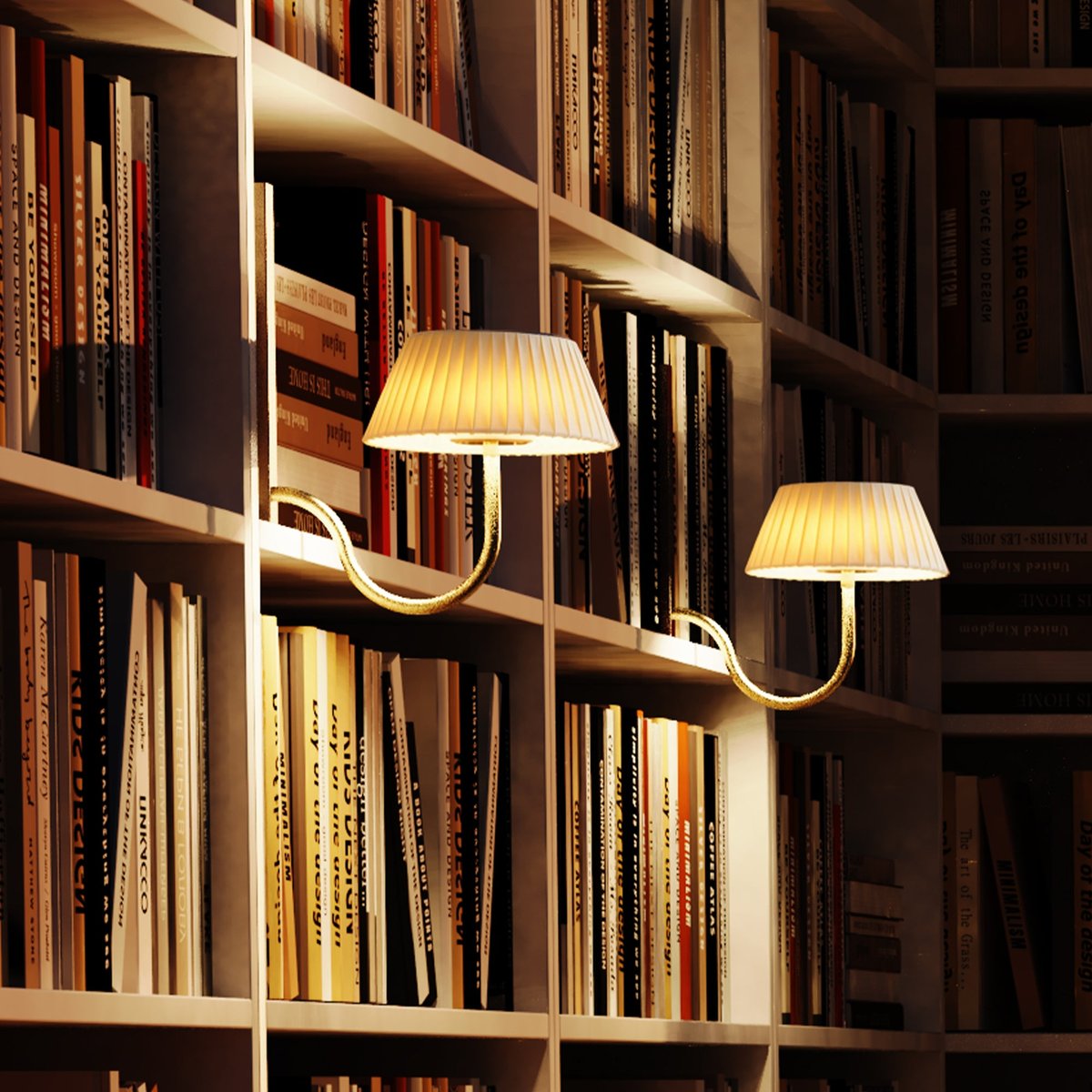 Applique pour bibliothèque d'intérieur avec ampoule LED doré rechargeable blanc chaud dimmable LIBRA MATT GOLD H28,5 cm or, LUMISKY