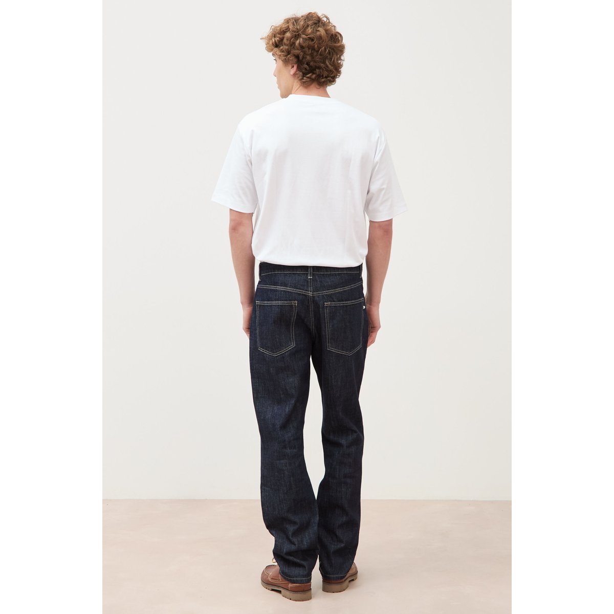 Jeans straight en coton longueur 32 denim brut rinse, BONOBO
