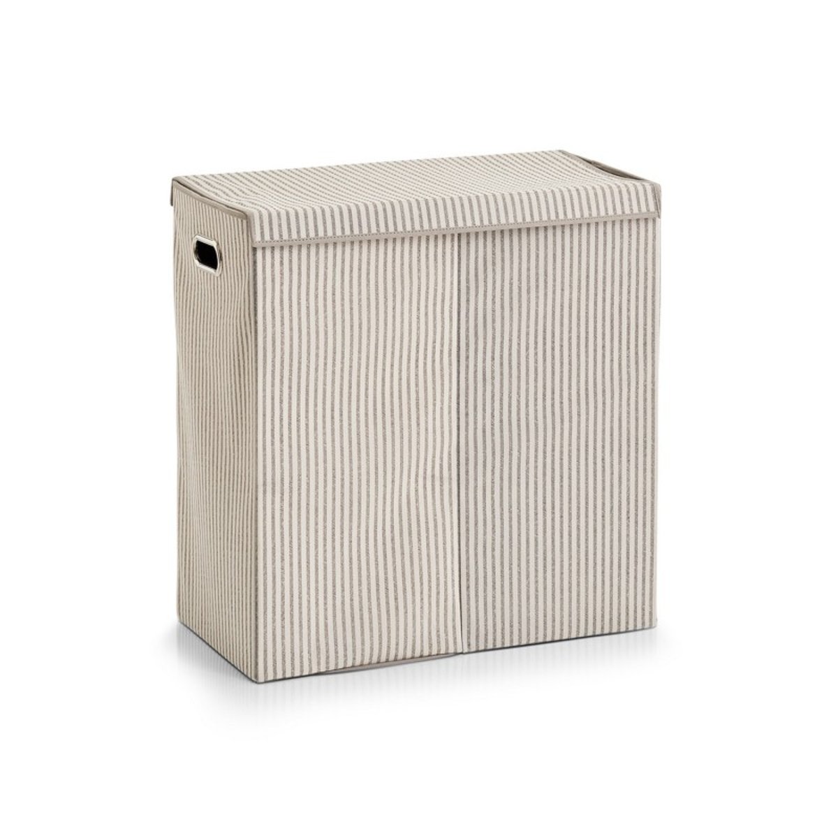 Panier à linge double textile rayures beige, ZELLER PRESENT