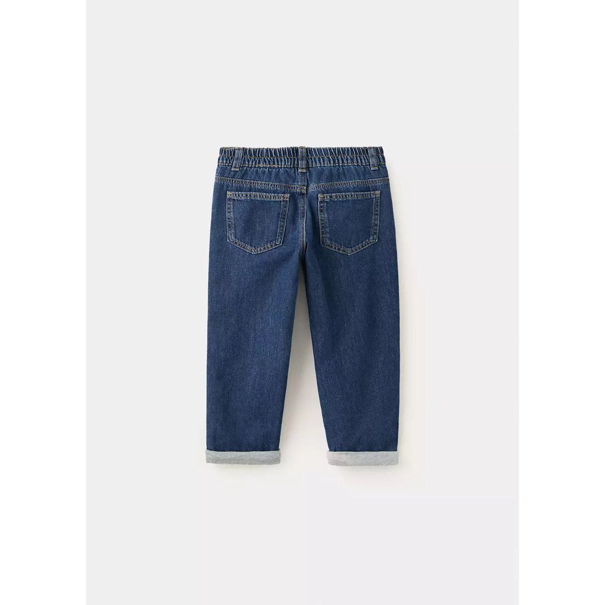 Jean droit à taille élastique bleu foncé, MANGO BABY
