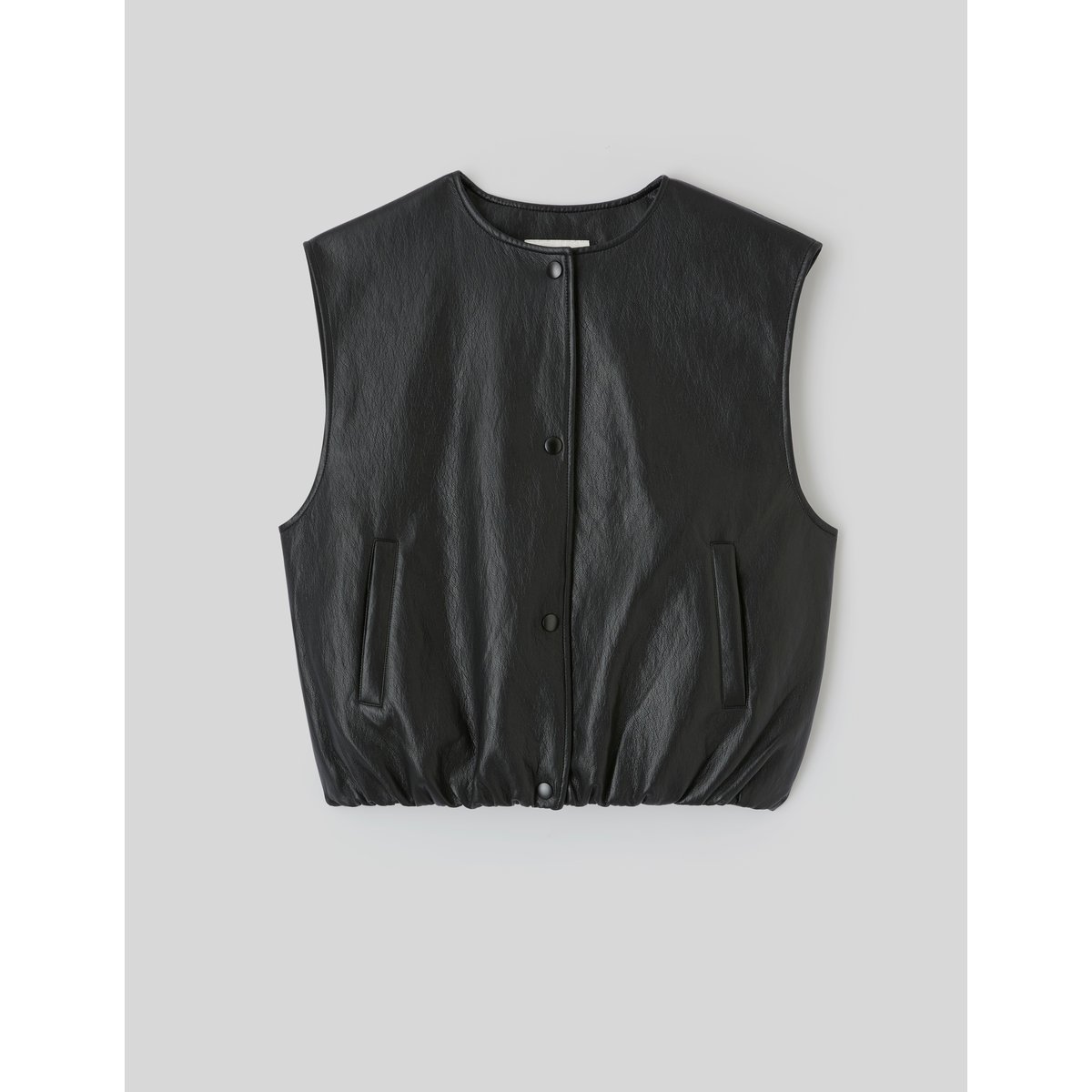 Gilet sans manches en tissu enduit noir, BZB