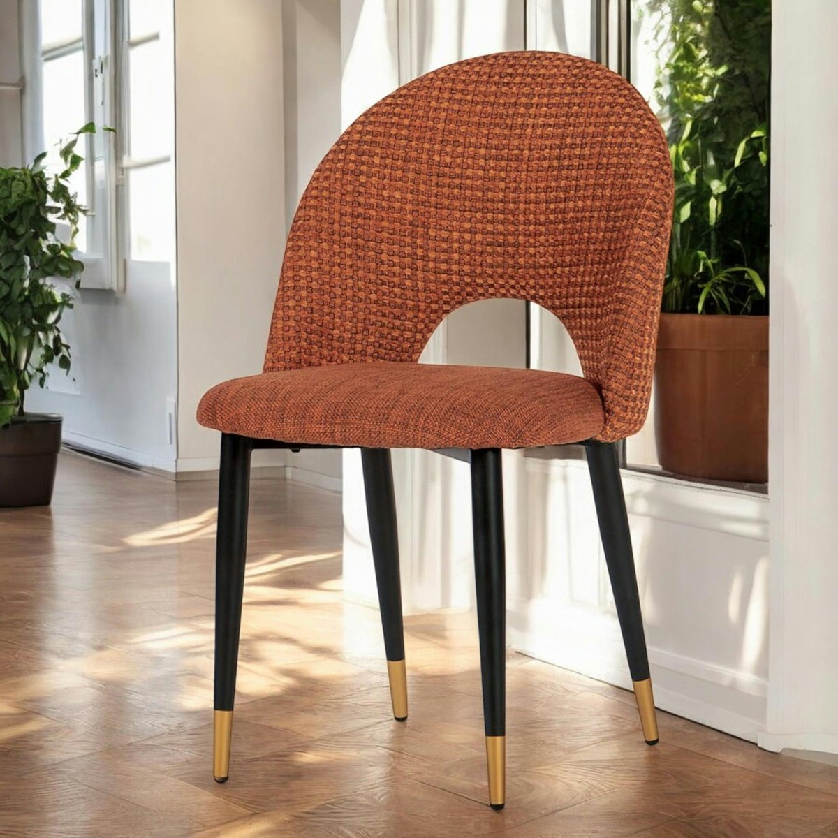 Chaise salle à manger tissu quadrillé rouille (lot de 2) MALMOE brique, PIER IMPORT
