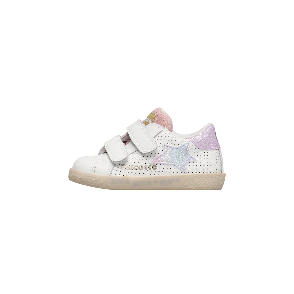 Sneakers en cuir et tissu ALNOITE 2 VL. blanc-lilas-, FALCOTTO