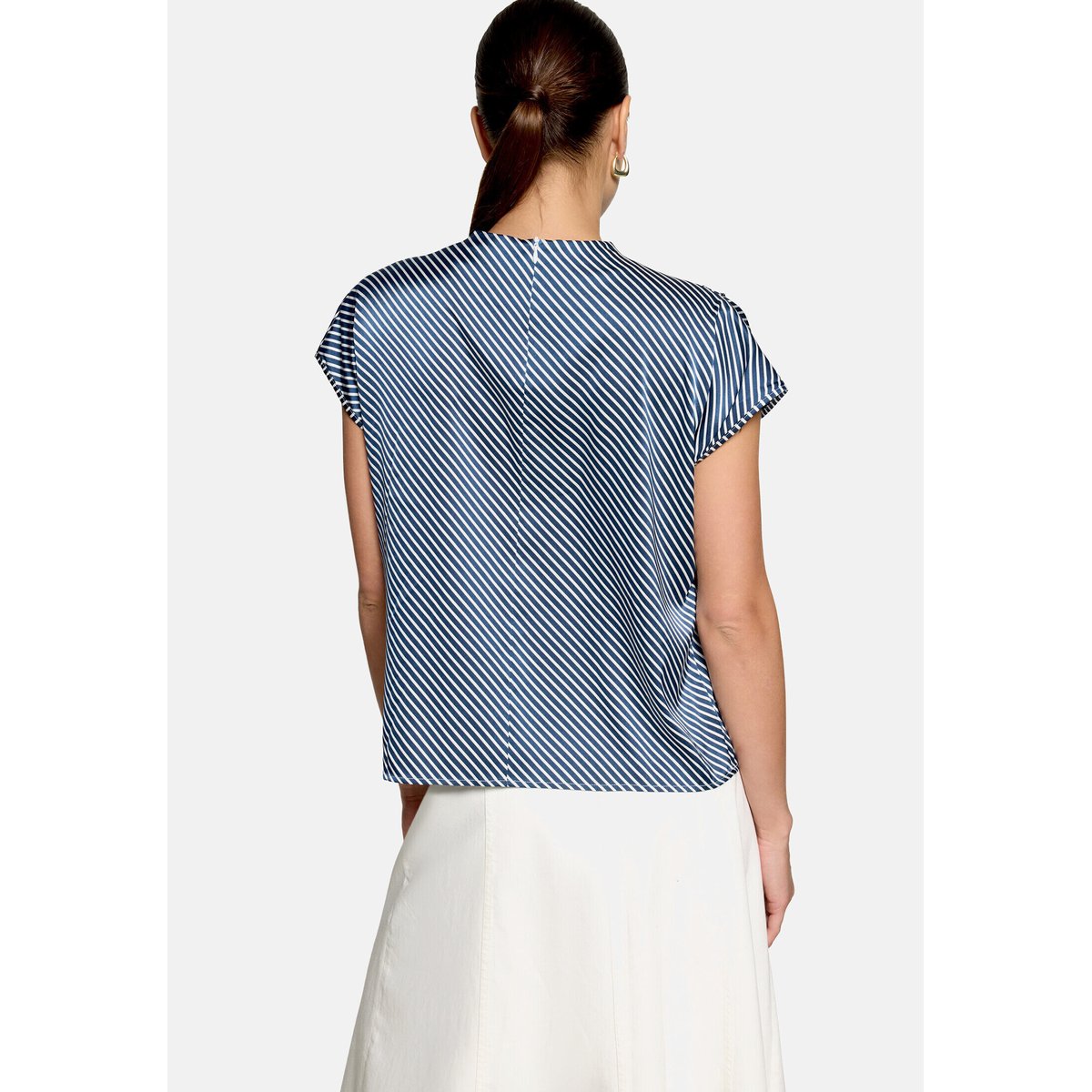 Chemisier en satin à col dark blue/white, ZERO