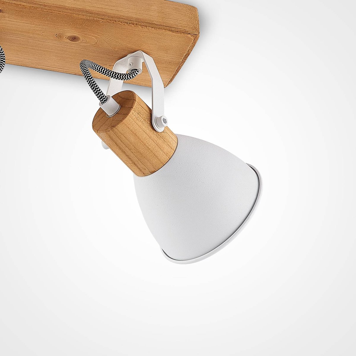 Spot en bois scandinave, Merela bois clair, blanc, LINDBY