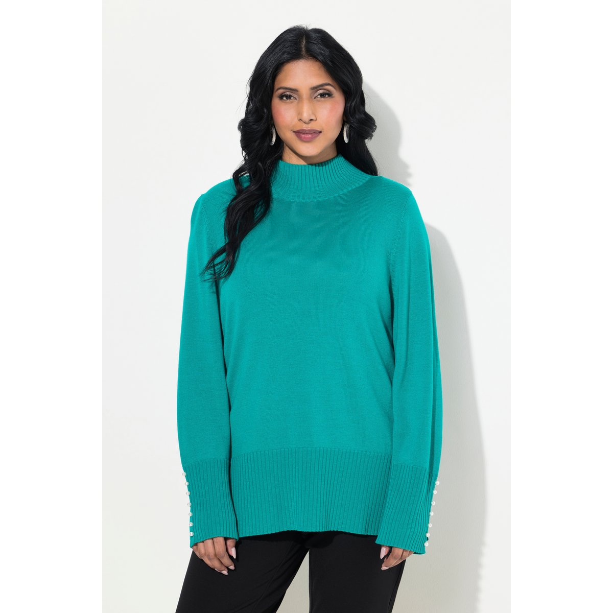 Pull en soie et laine vert bleu, ULLA POPKEN