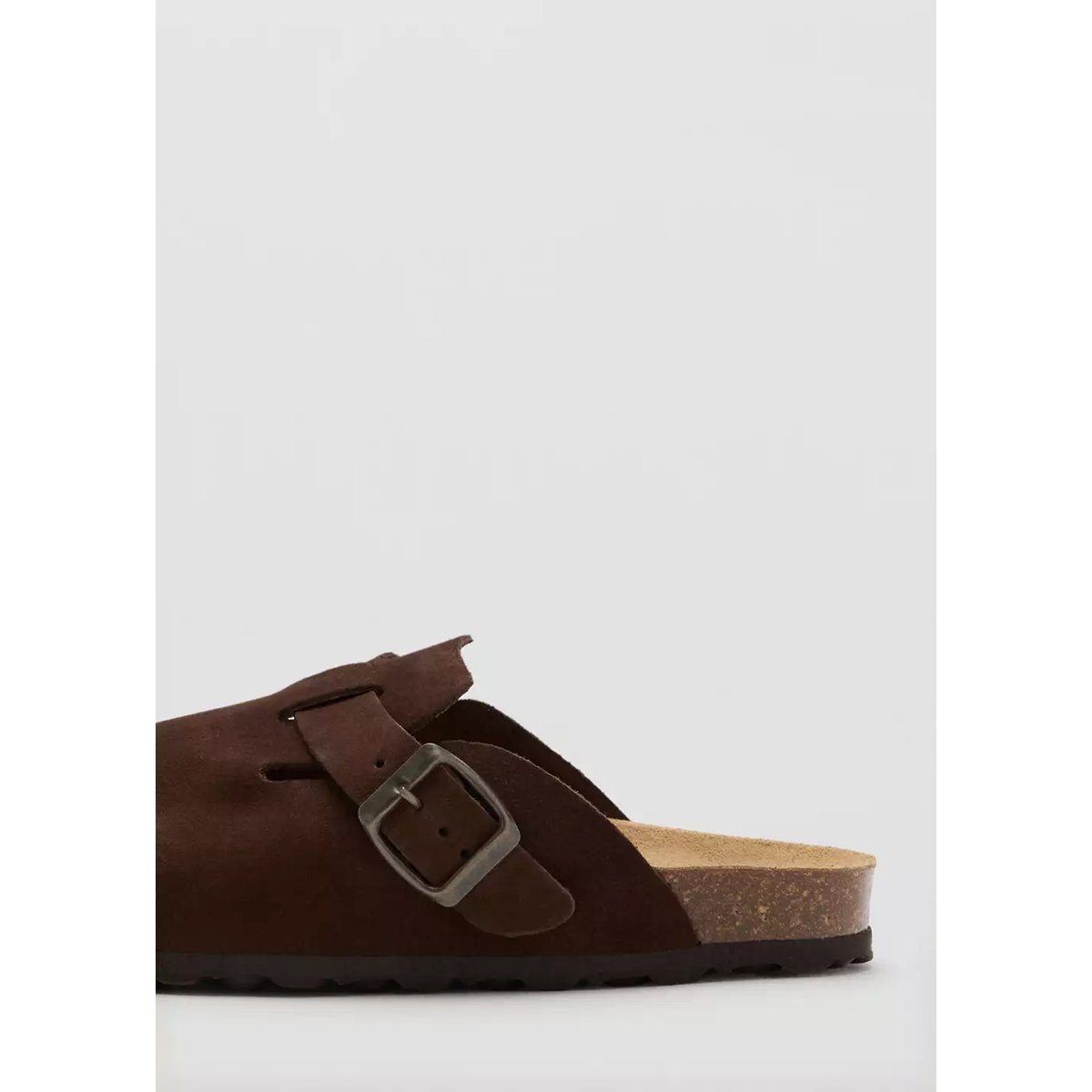 Sabots cuir boucle chocolat, MANGO TEEN