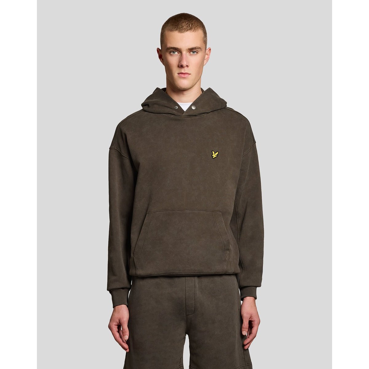 Sweat à capuche  en coton délavé épais noir doux, LYLE & SCOTT