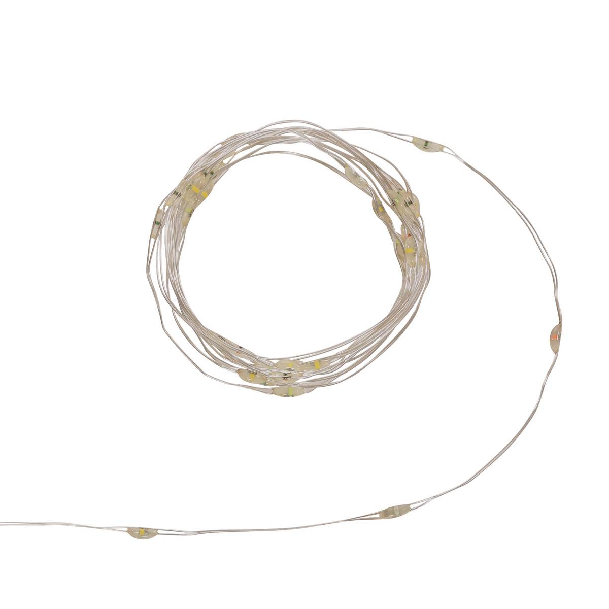 Guirlande lumineuse d'intérieur 2 m 40 LED blanc chaud fil cuivre lumière fixe avec minuteur à piles multicolore, ATMOSPHERA