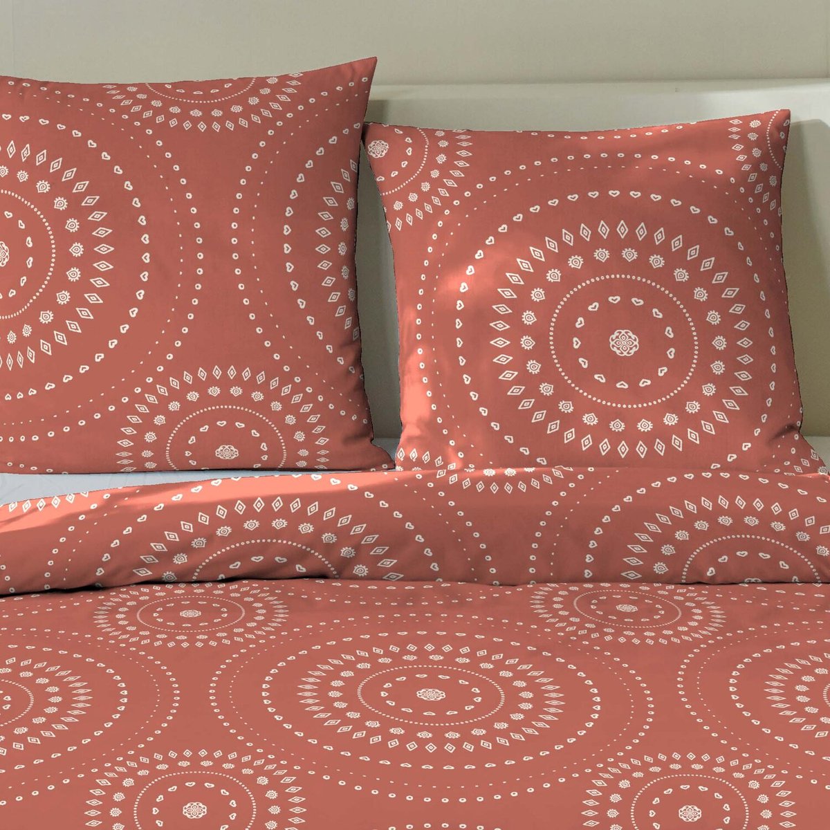 Parure housse de couette 100 %coton, Zalya orange, C DESIGN HOME TEXTILE