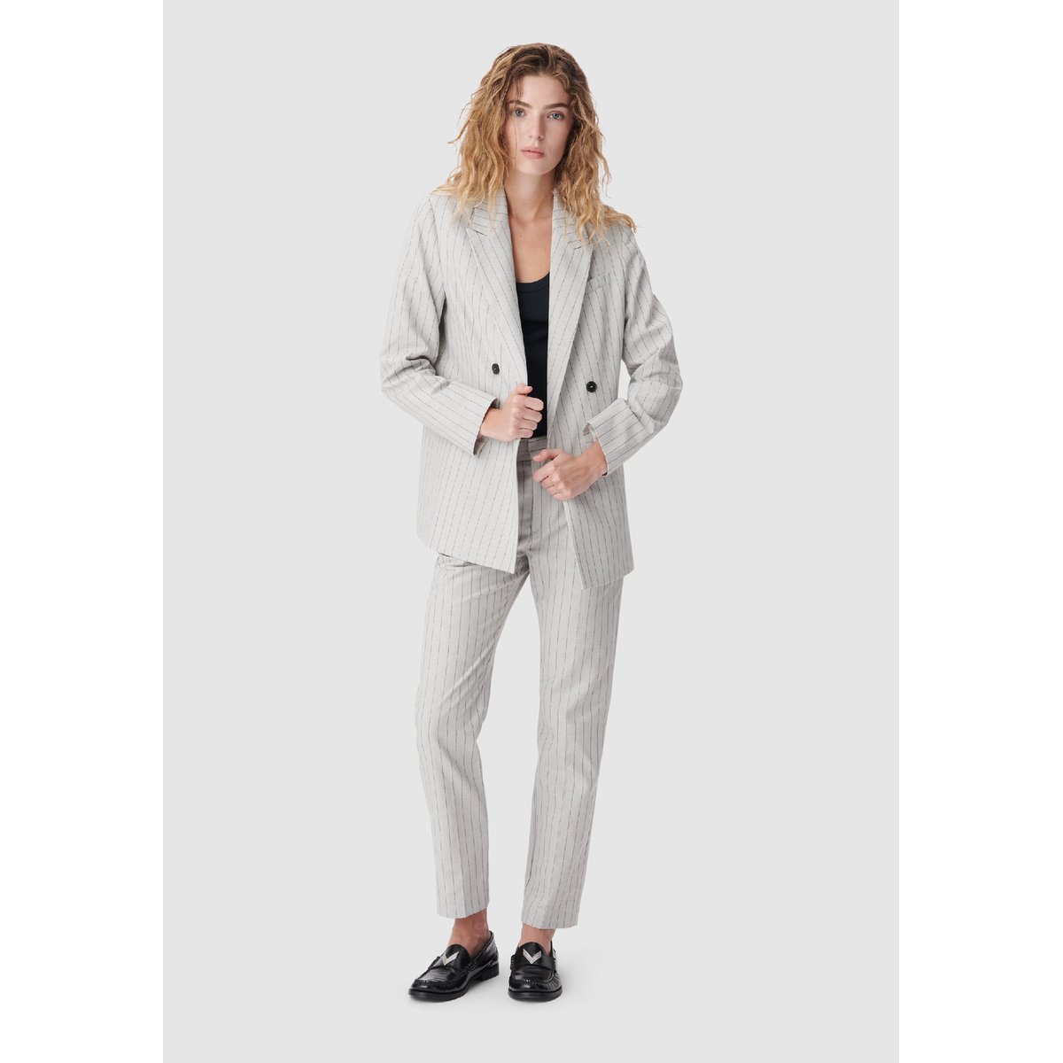 Pantalon de tailleur rayures tennis beige, IKKS