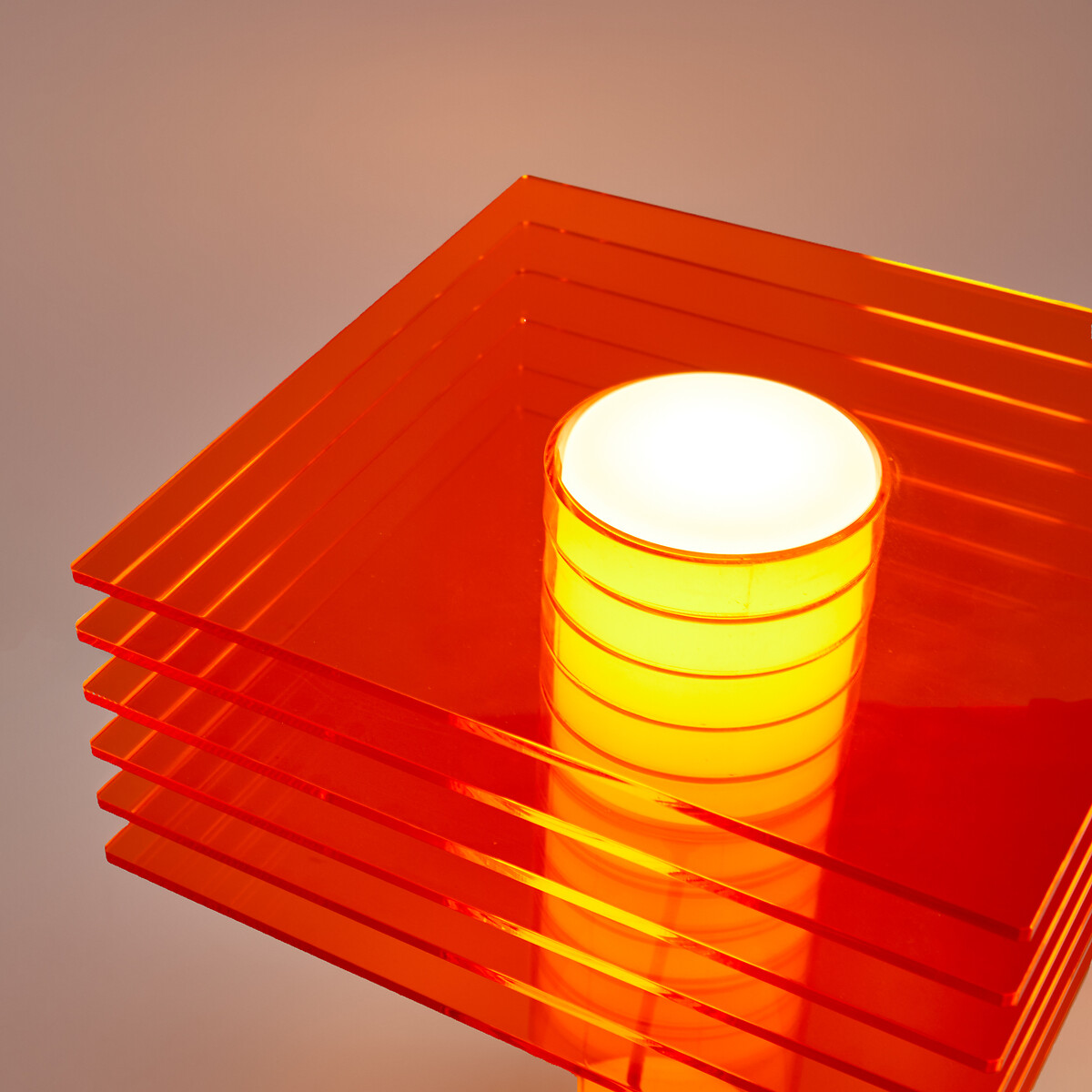Lampe à poser, en plexiglass et verre opalin, POLY orange, LA REDOUTE INTERIEURS