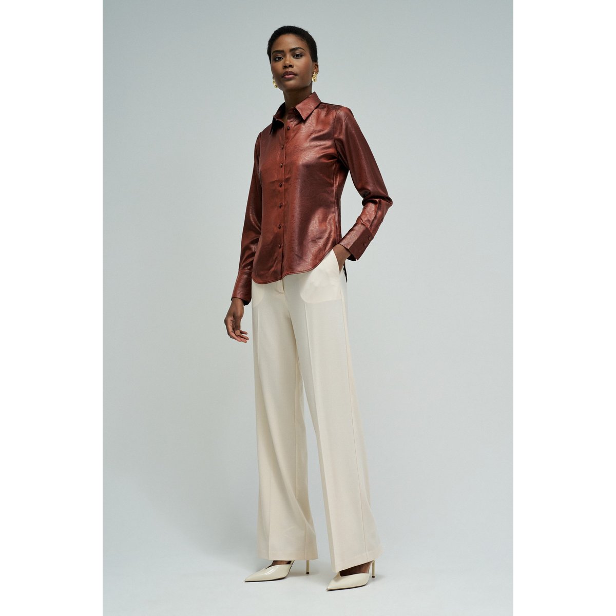 CHEMISE SATINÉE AVEC TEXTURE marron, SALSA JEANS