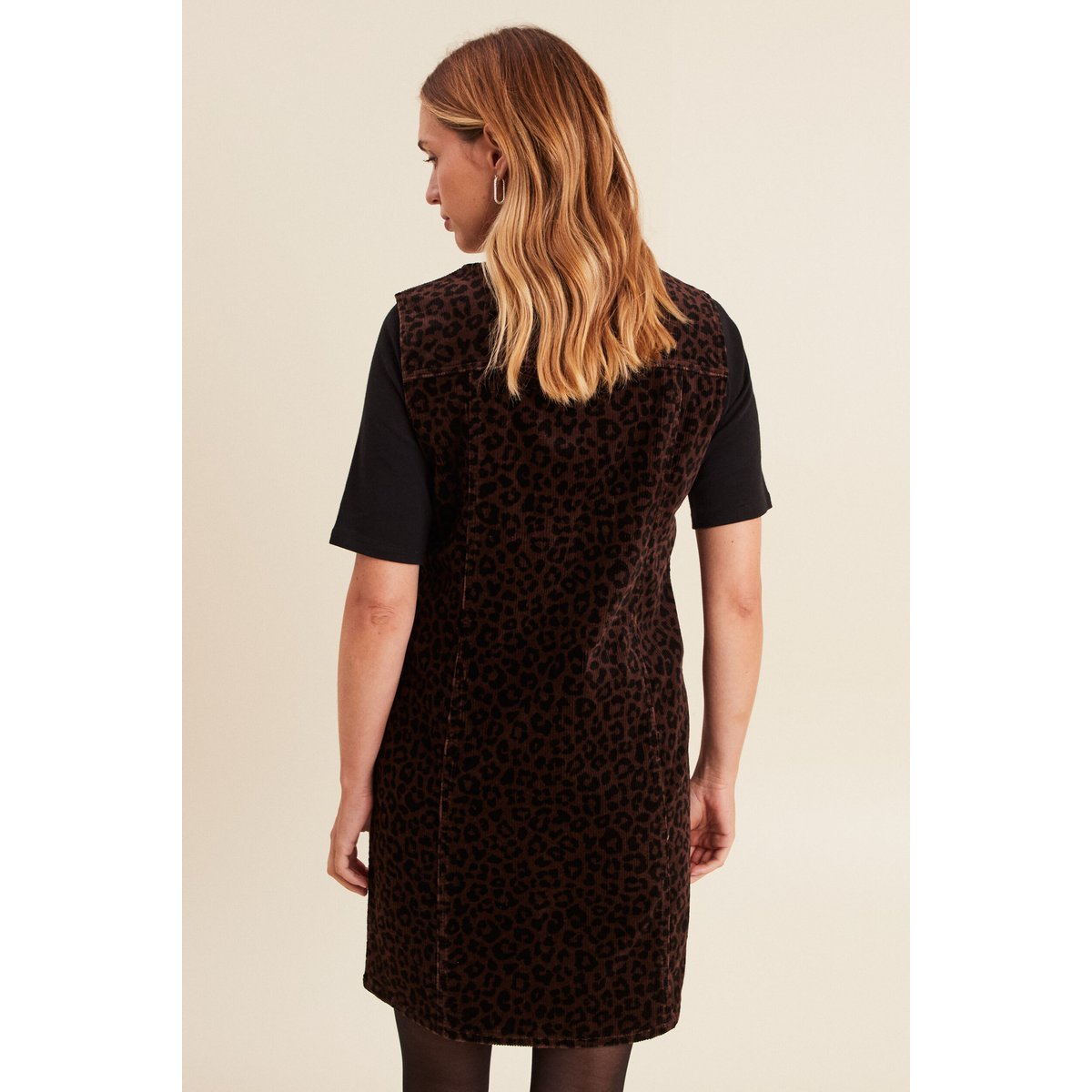 Robe droite courte sans manches velours marron cognac, BREAL