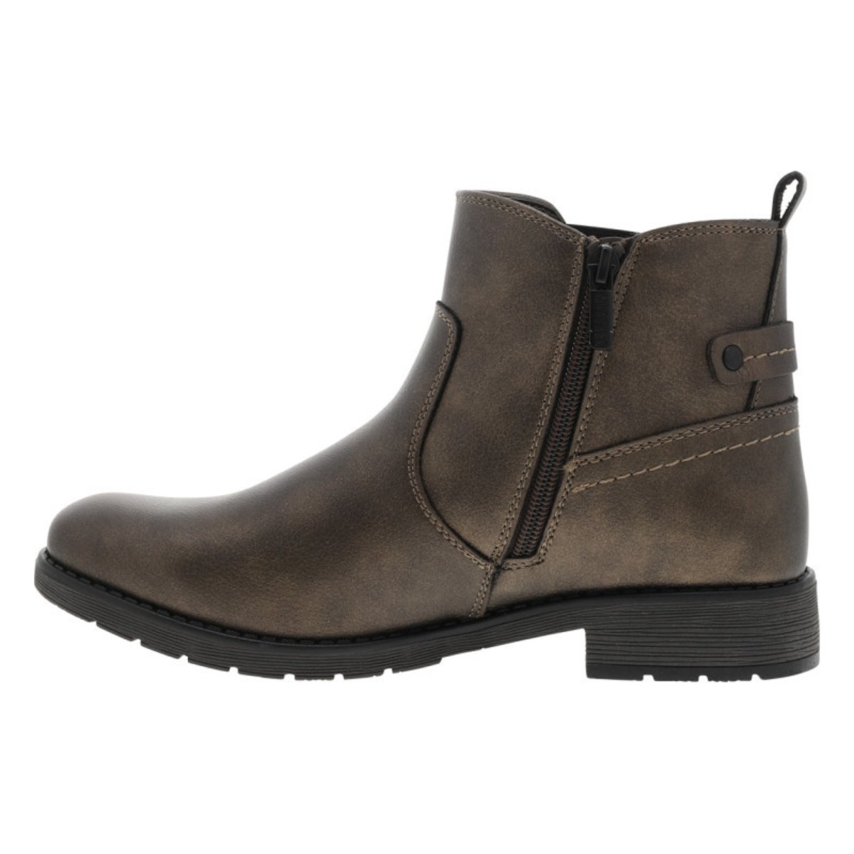 Boots bronze à talon décroché bas avec un zip et un soufflet élastiqué bronze, MUSTANG