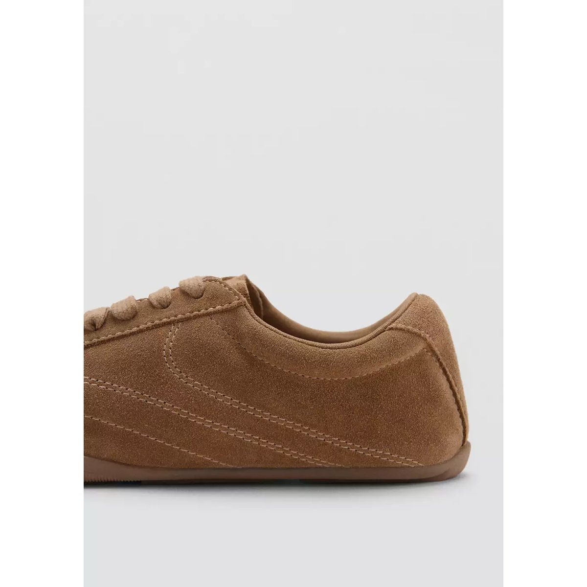 Baskets cuir empiècement contrastant sable, MANGO