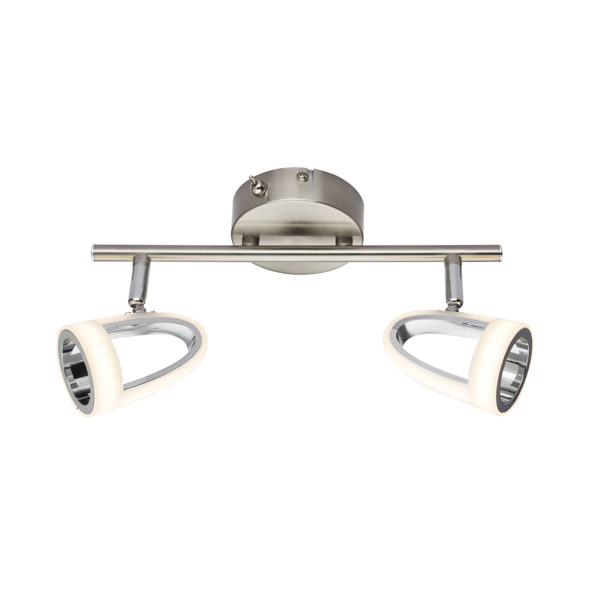 Plafonnier 2 spots LED design moderne RODRIK argent, GLOBO LIGHTING
