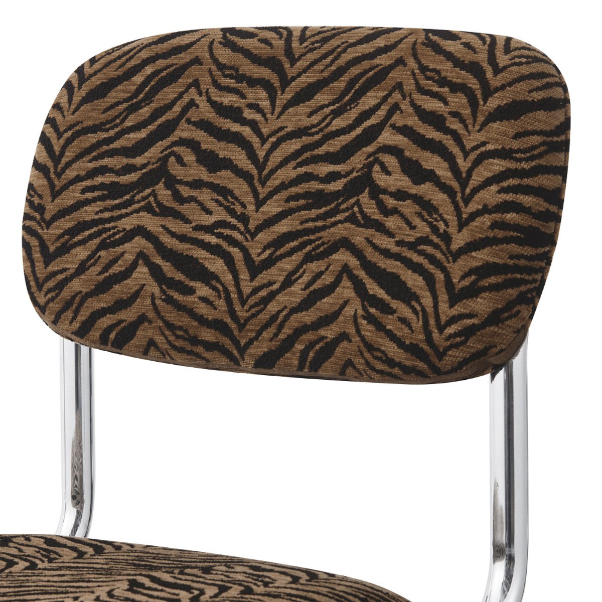 Lot de 2 chaises imprimé tigre pieds chrome- MARCEL marron, DRAWER