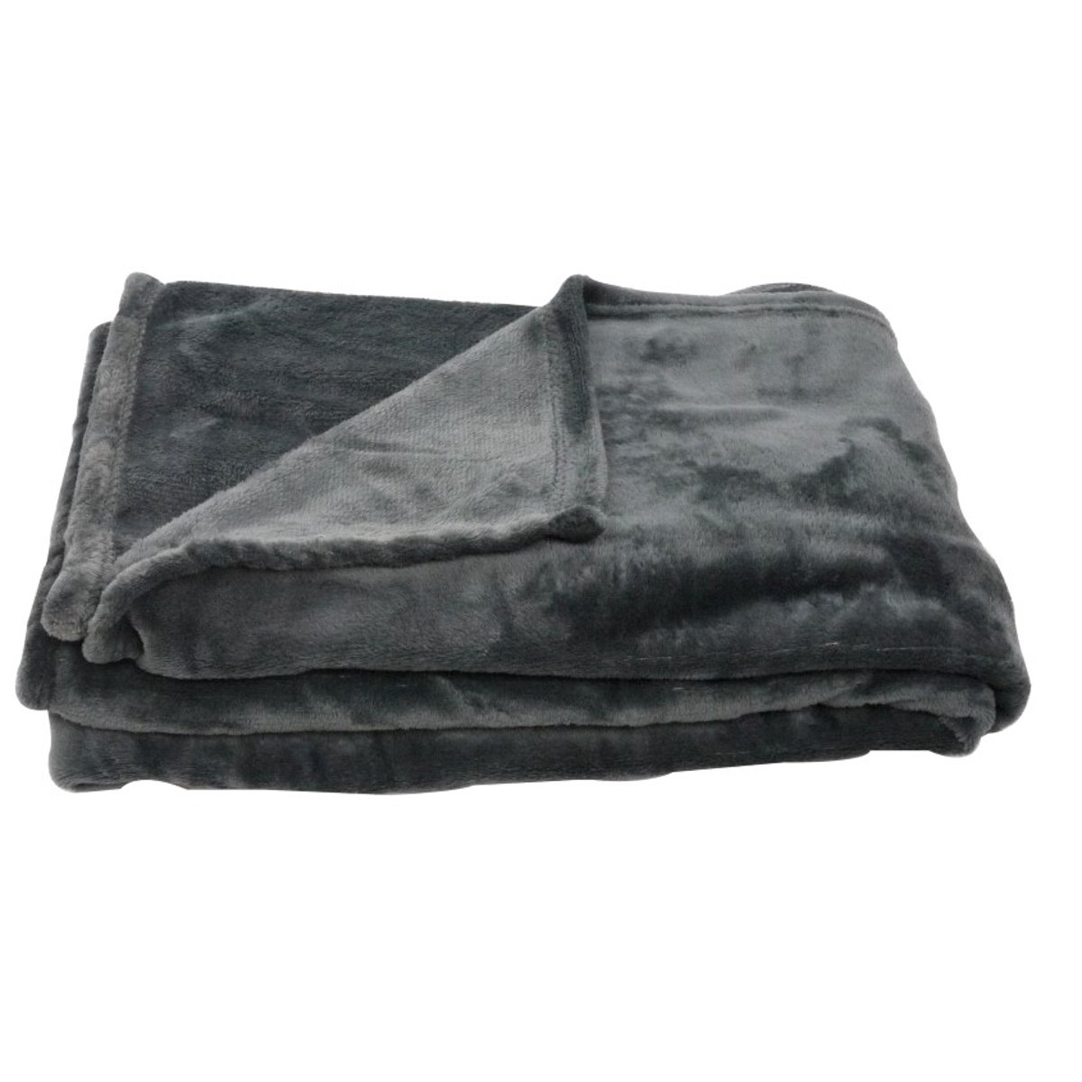 Plaid en polaire uni gris clair, HOME MAISON