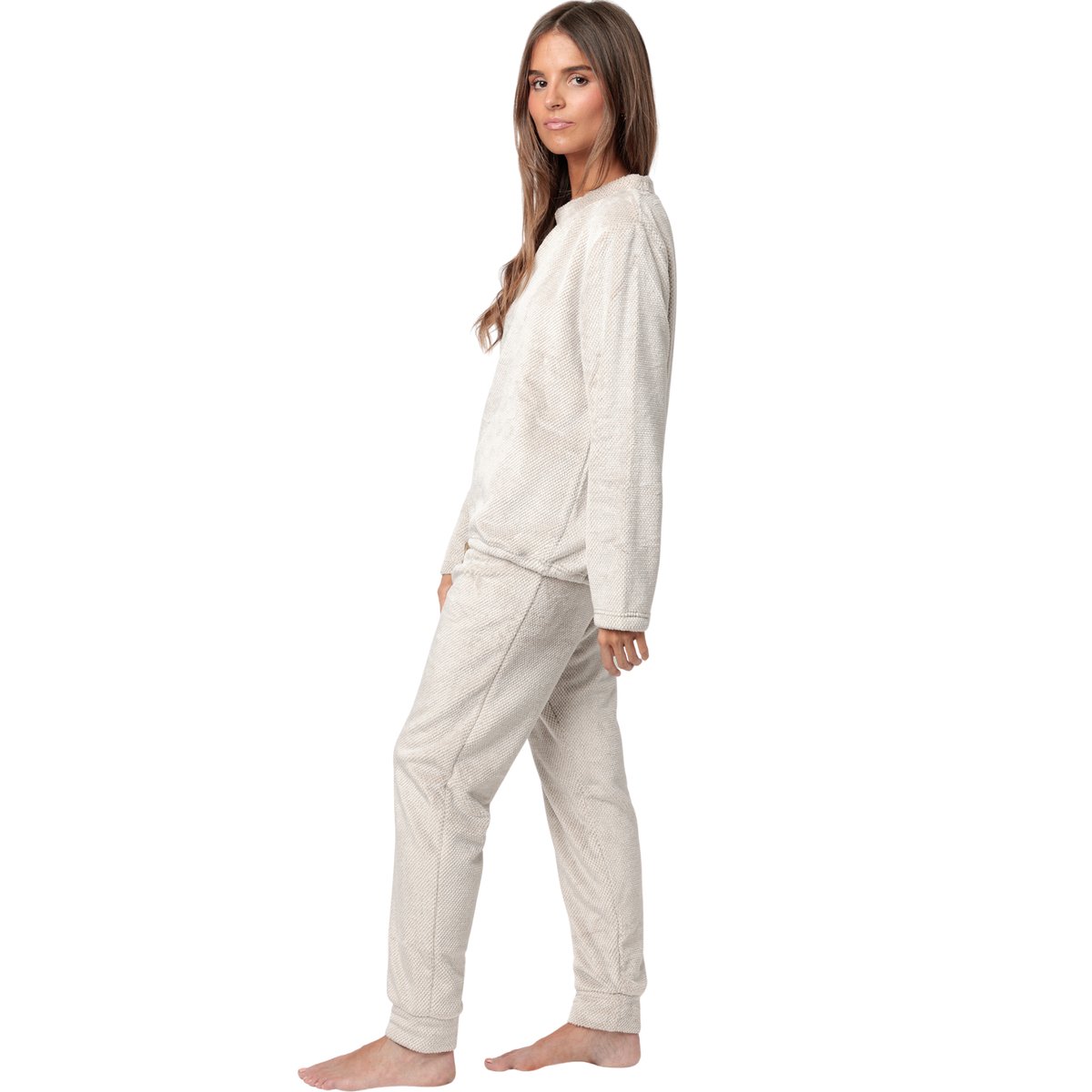 Pyjama pantalon top manches longues Enjoy Every Moment gris, ADMAS
