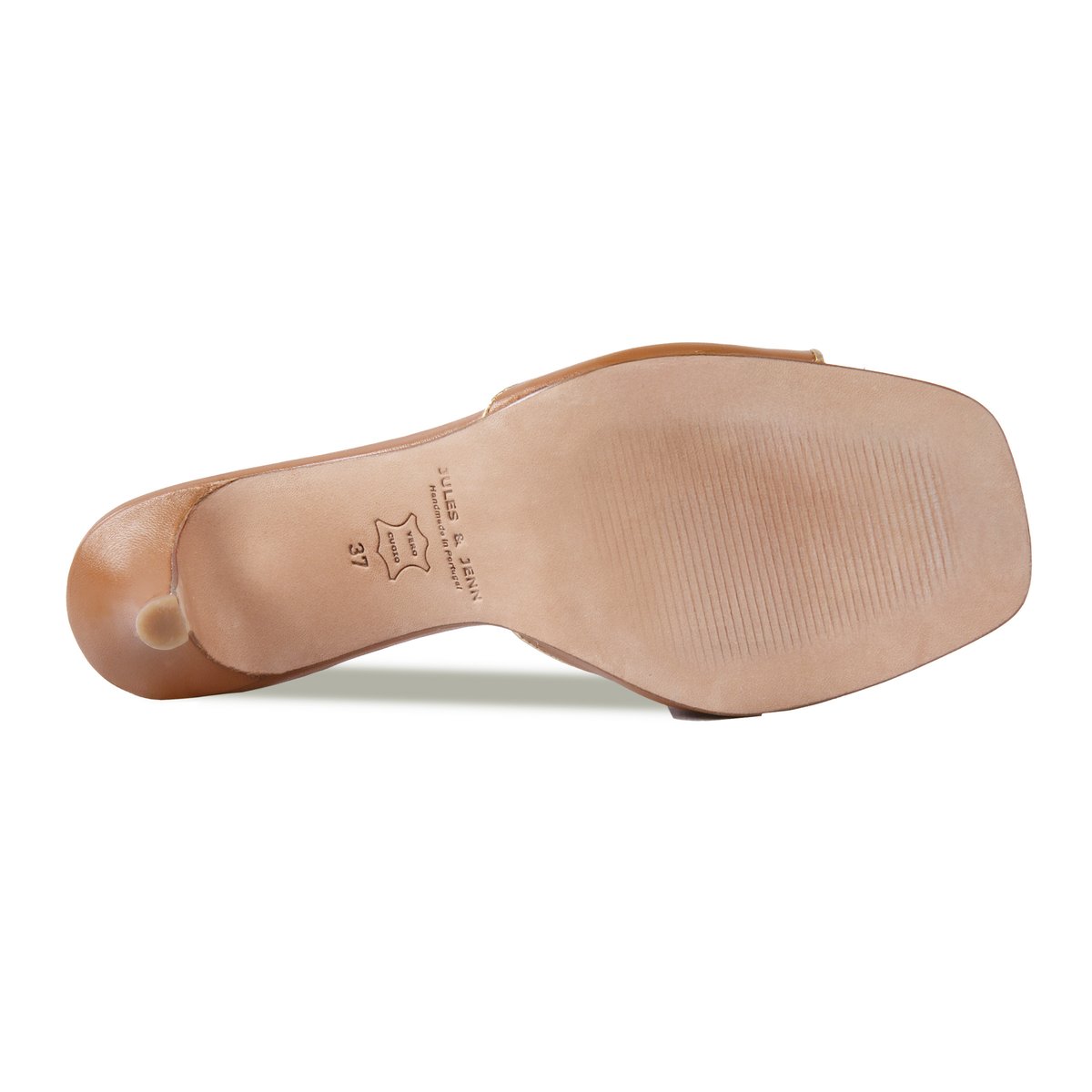 Mules talon fin cuir camel, JULES & JENN