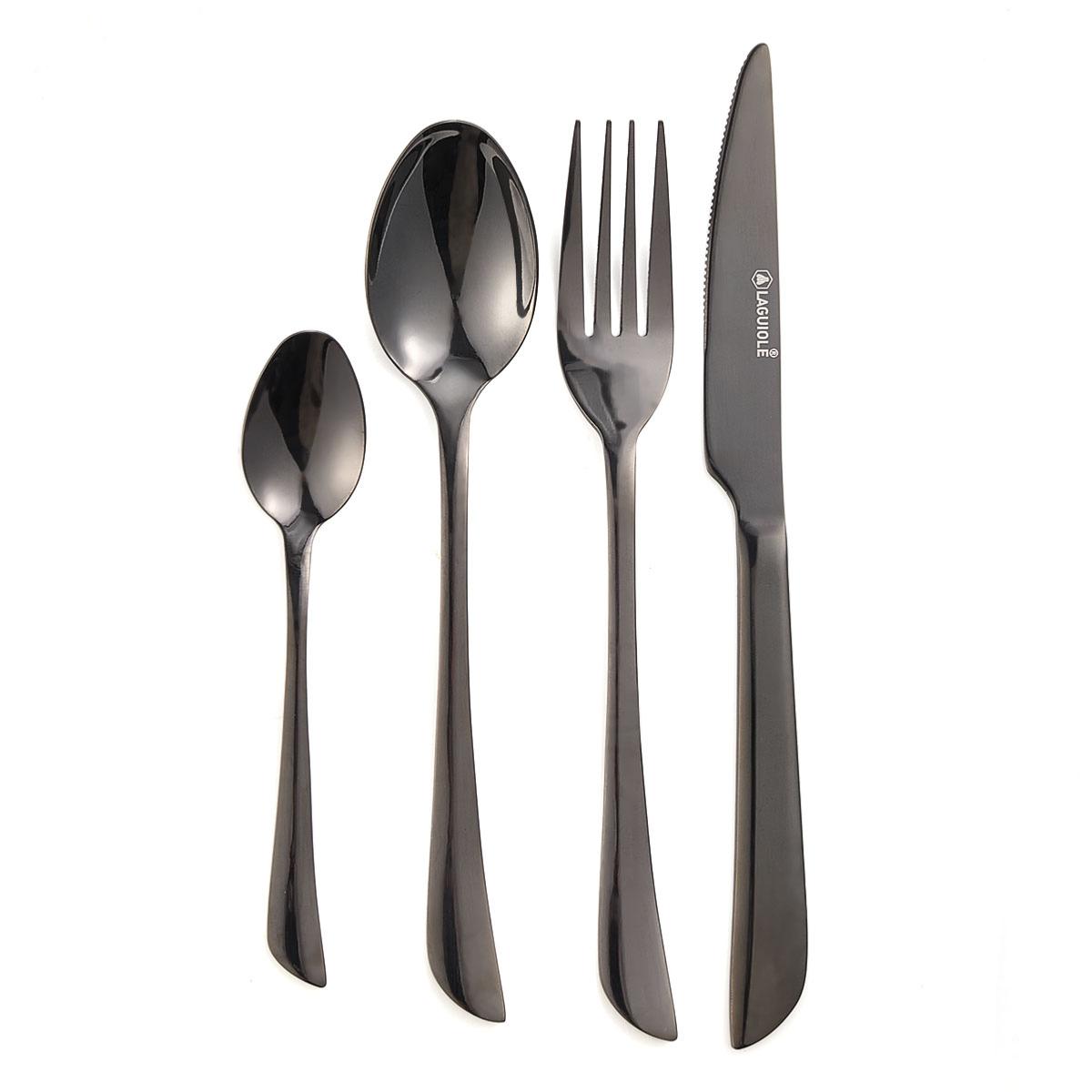 Ménagère 24 pièces - "Théa noir" argent, LAGUIOLE CUISSON