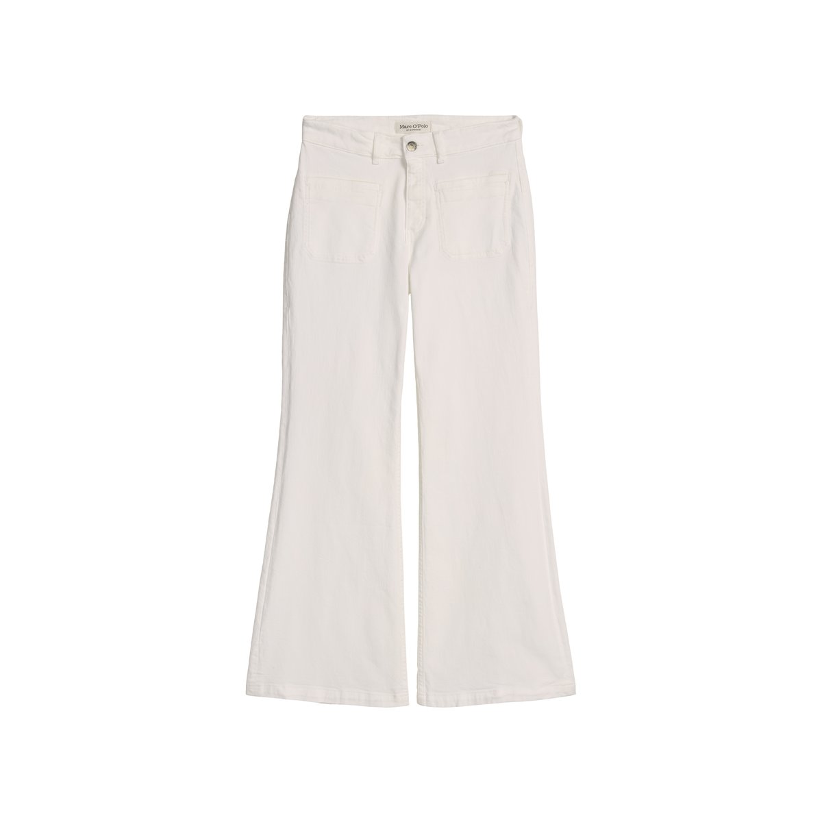 Jeans modèle Caya flared en denim Left Hand blanc, MARC O'POLO