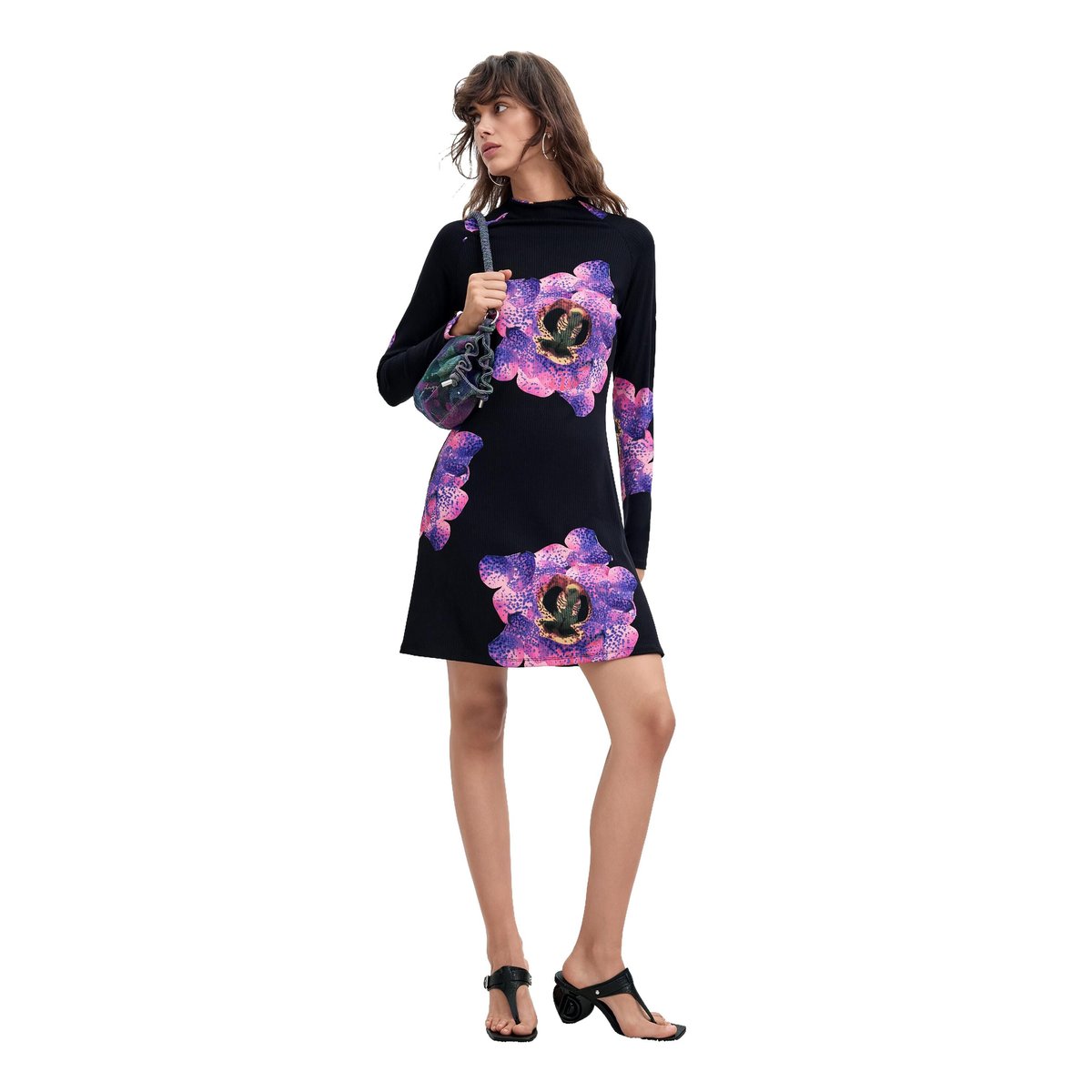 Robe longue à fleurs M. C. Lacroix noir, DESIGUAL