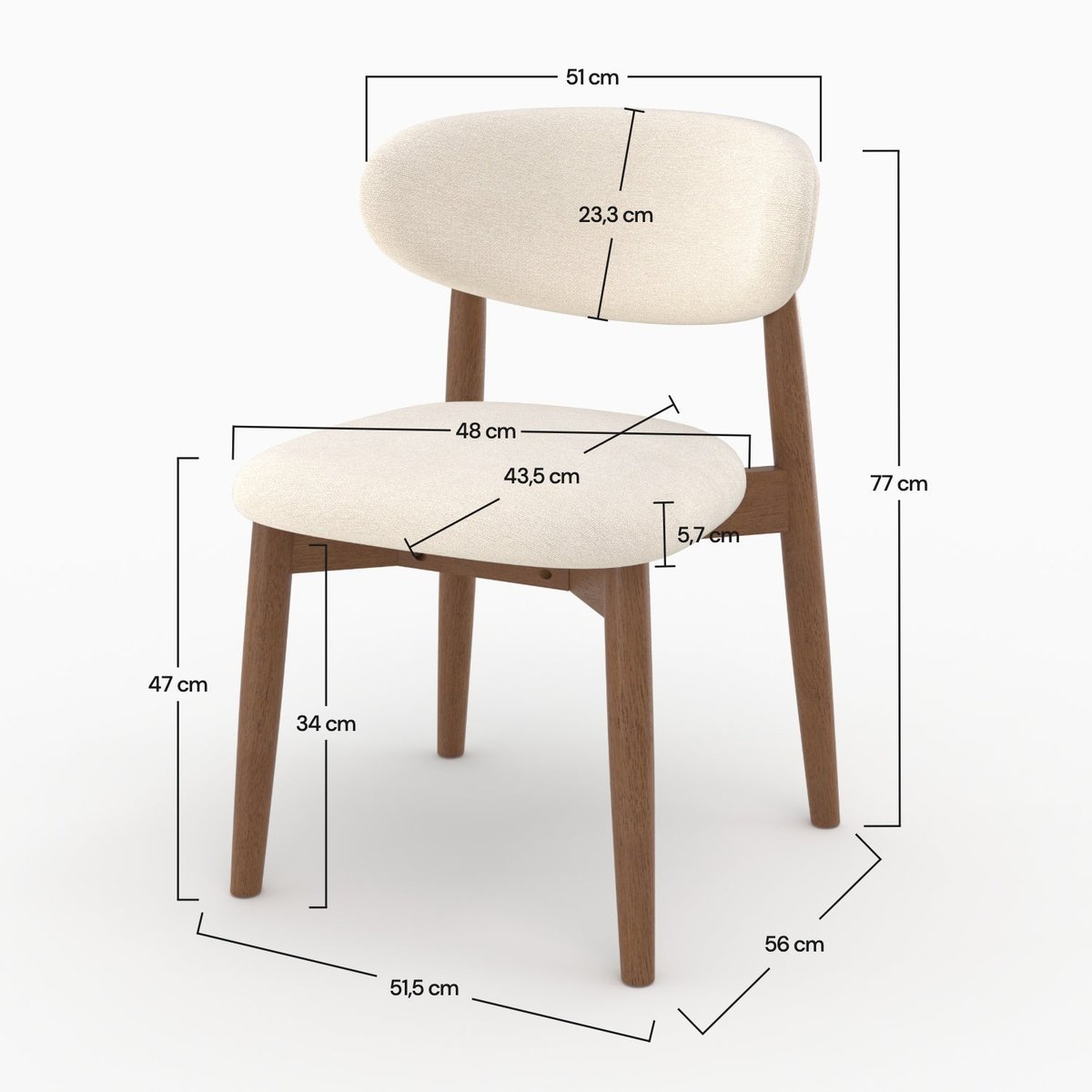 Lot de 2 chaises en tissu - YUNA beige, MAISON PAVANE