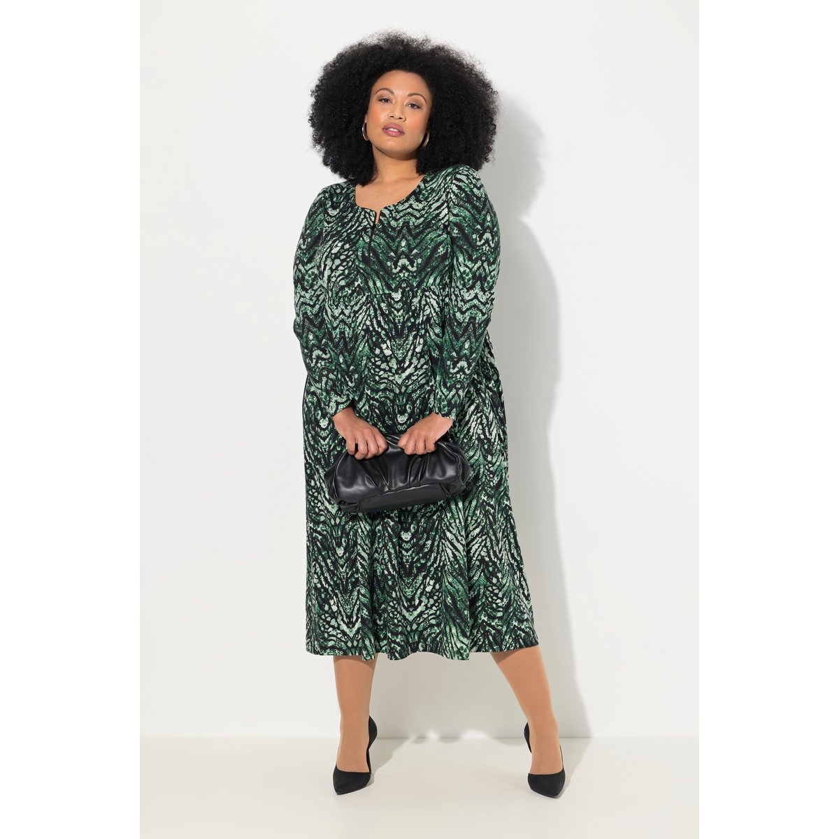 Robe en jersey motif peau de serpent vert, ULLA POPKEN