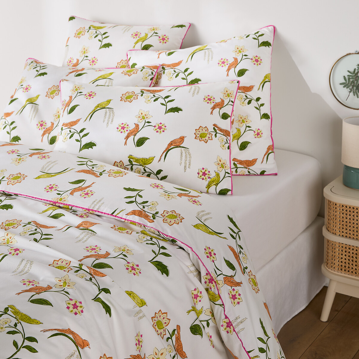 Housse de couette en percale de coton, imprimé oiseaux et fleurs, NORA imprimé, LA REDOUTE INTERIEURS
