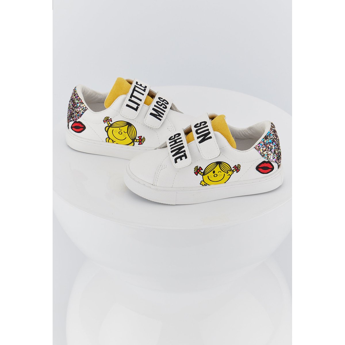 Baskets Enfant En Cuir Mini Edith Monsieur Madame Little Miss Sunshine blanc, BONS BAISERS