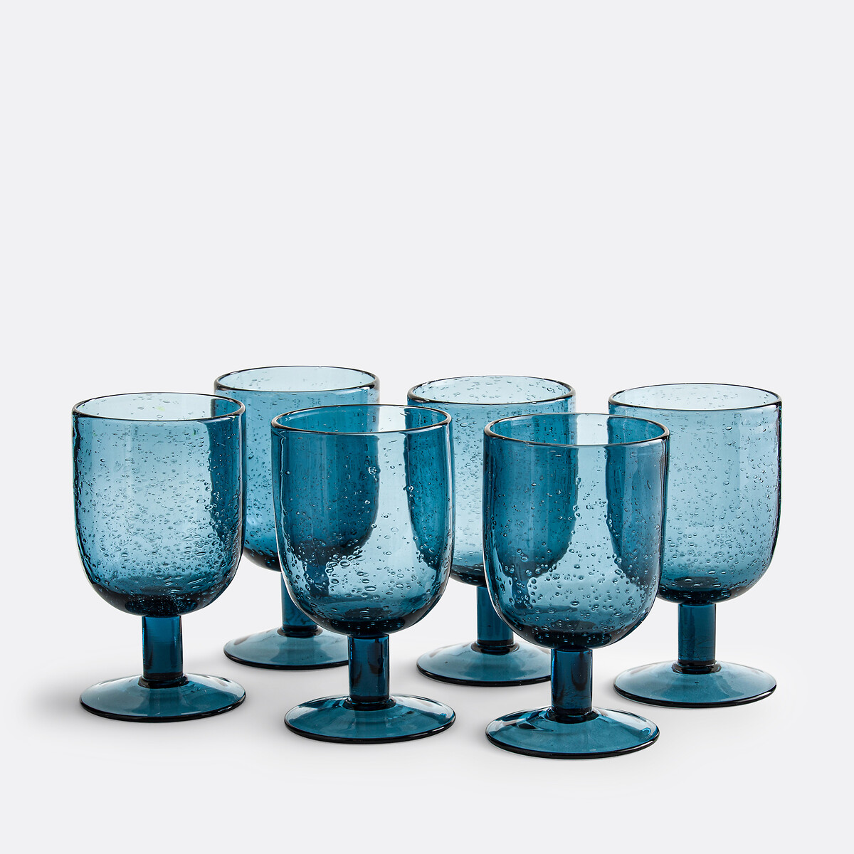 Lot de 6 verres à pied verre bullé, Faraji bleu, LA REDOUTE INTERIEURS