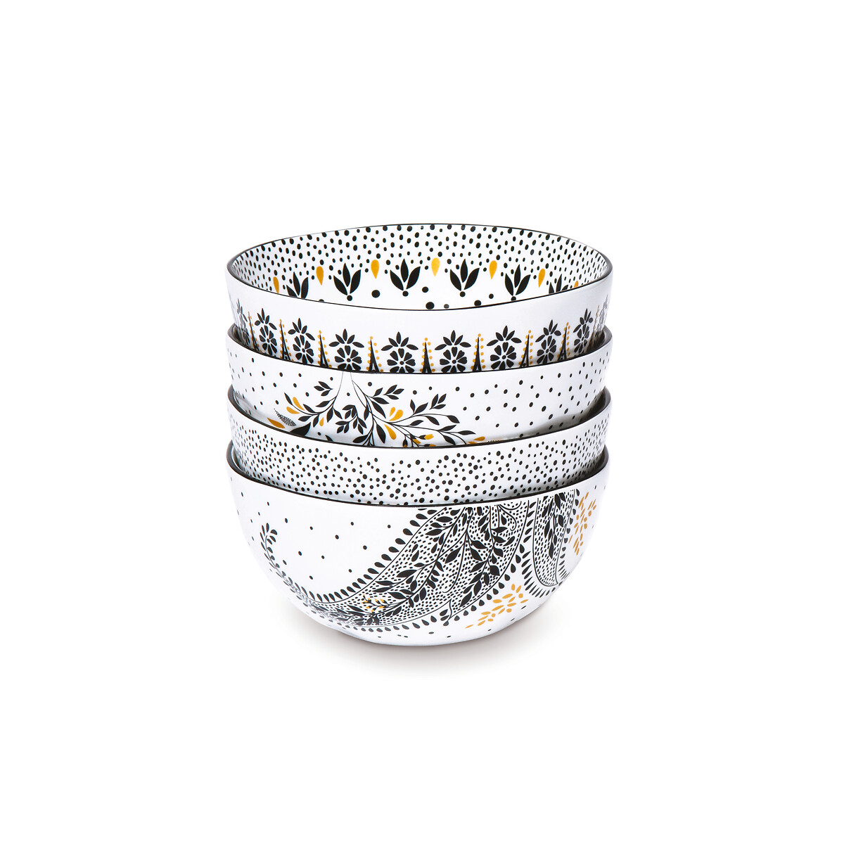 Set of 4 Artisanne Noir Mini Bowls white, SARA MILLER