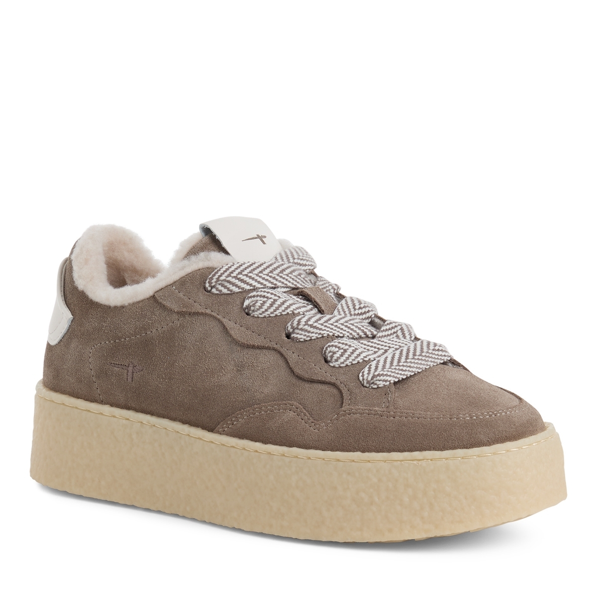Basket en cuir marron taupe, TAMARIS