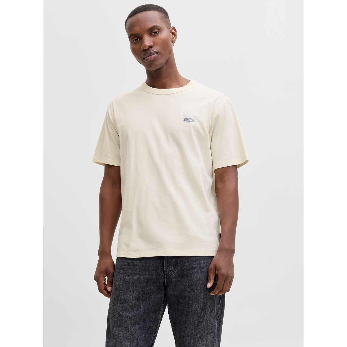 T-shirt logo dos crème, JACK & JONES