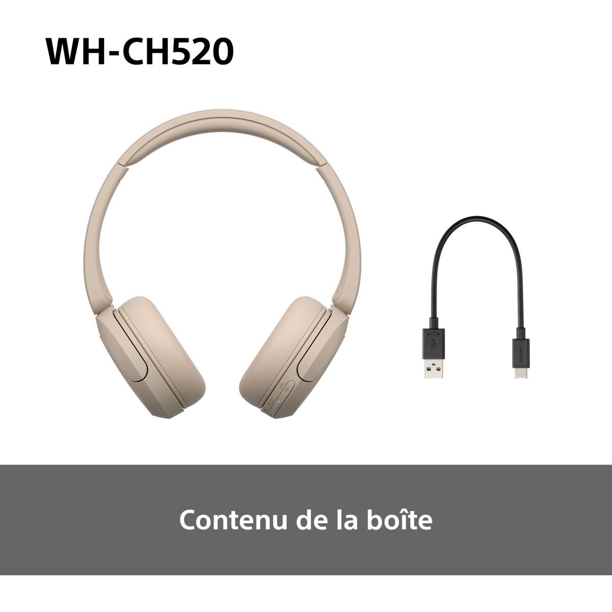 Casque WH-CH520 Crème beige, crème, SONY