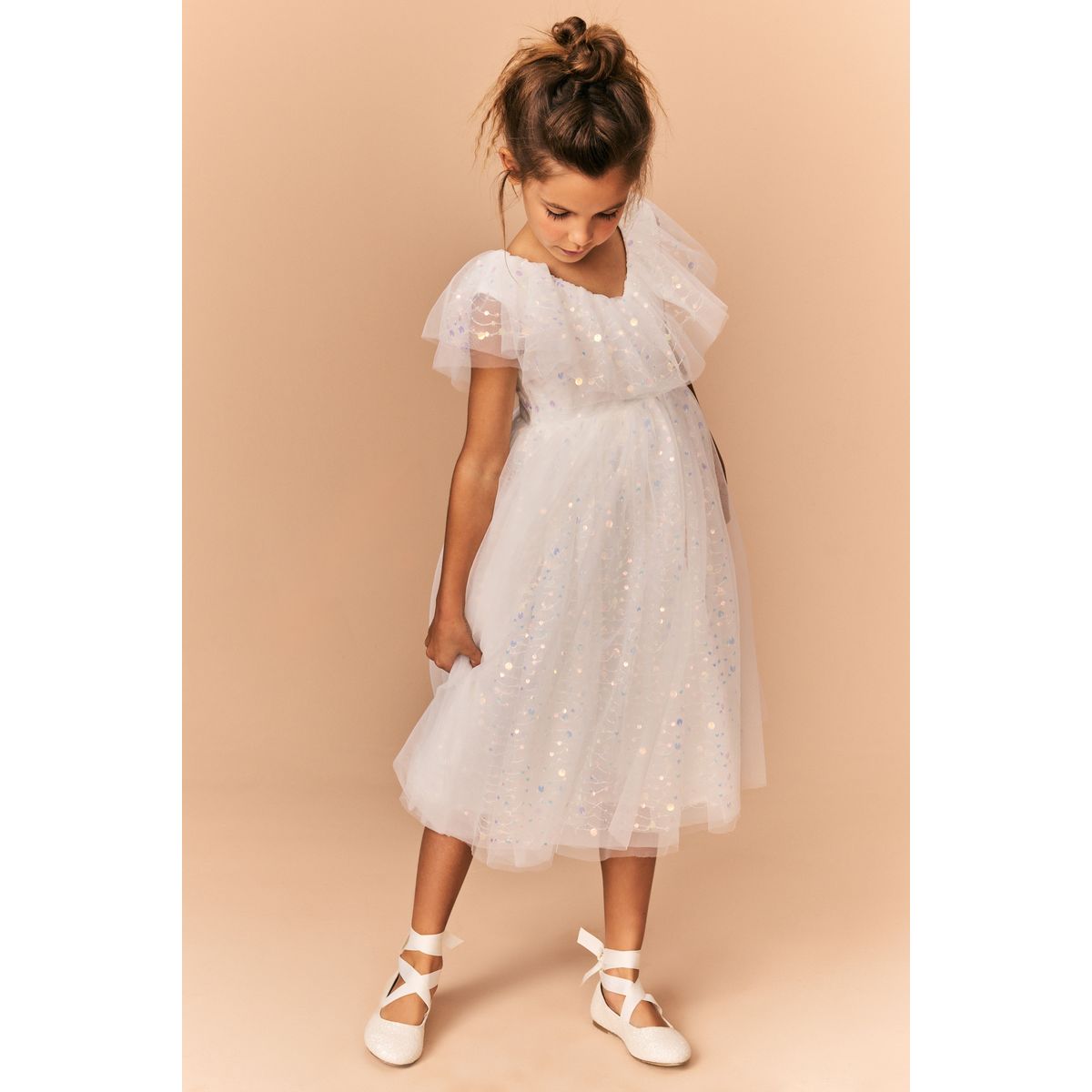 Robe de soirée à sequins blanc, NEXT