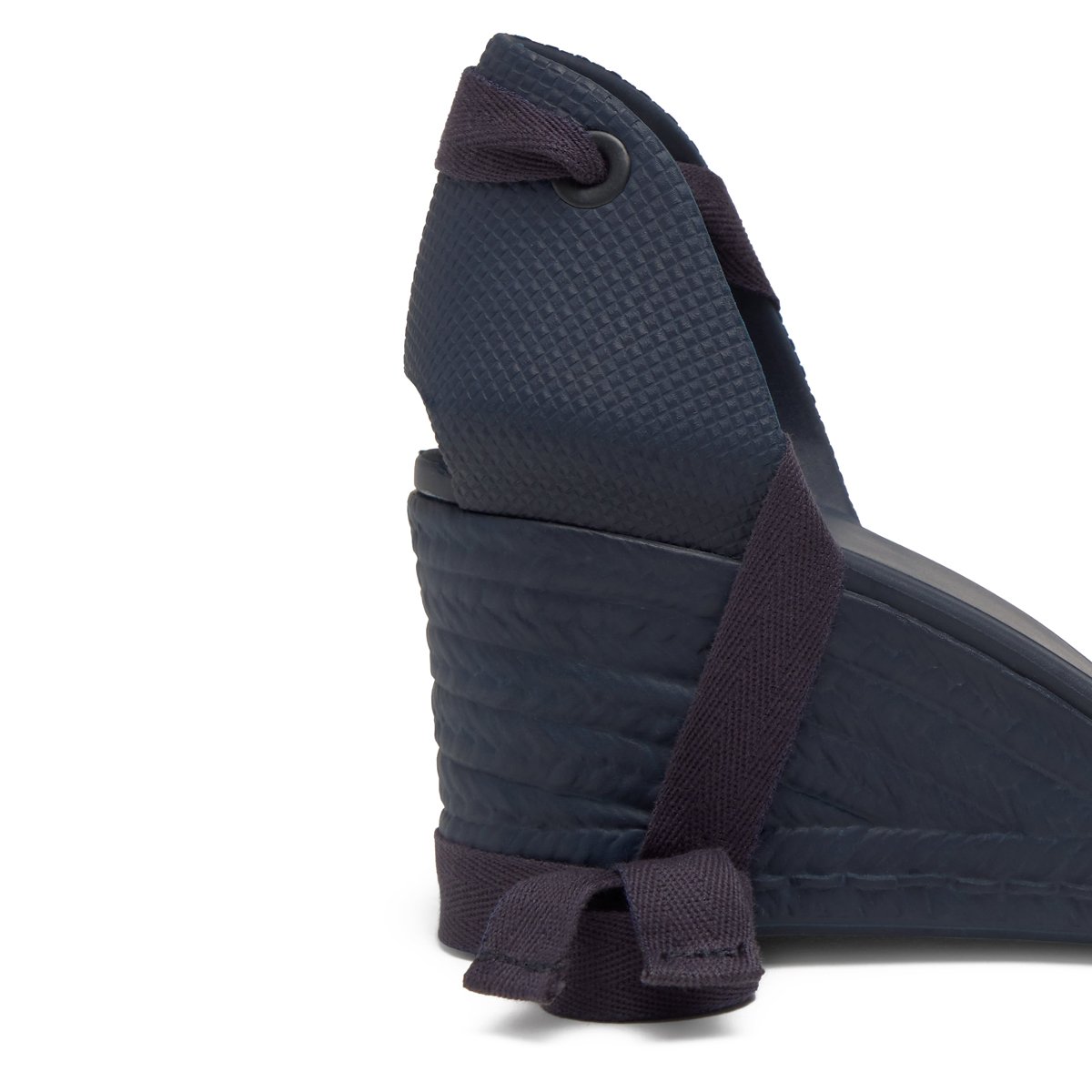 Espadrilles compensées avec rubans en coton biologique CAREEN PLATFORM bleu nuit, CASTANER