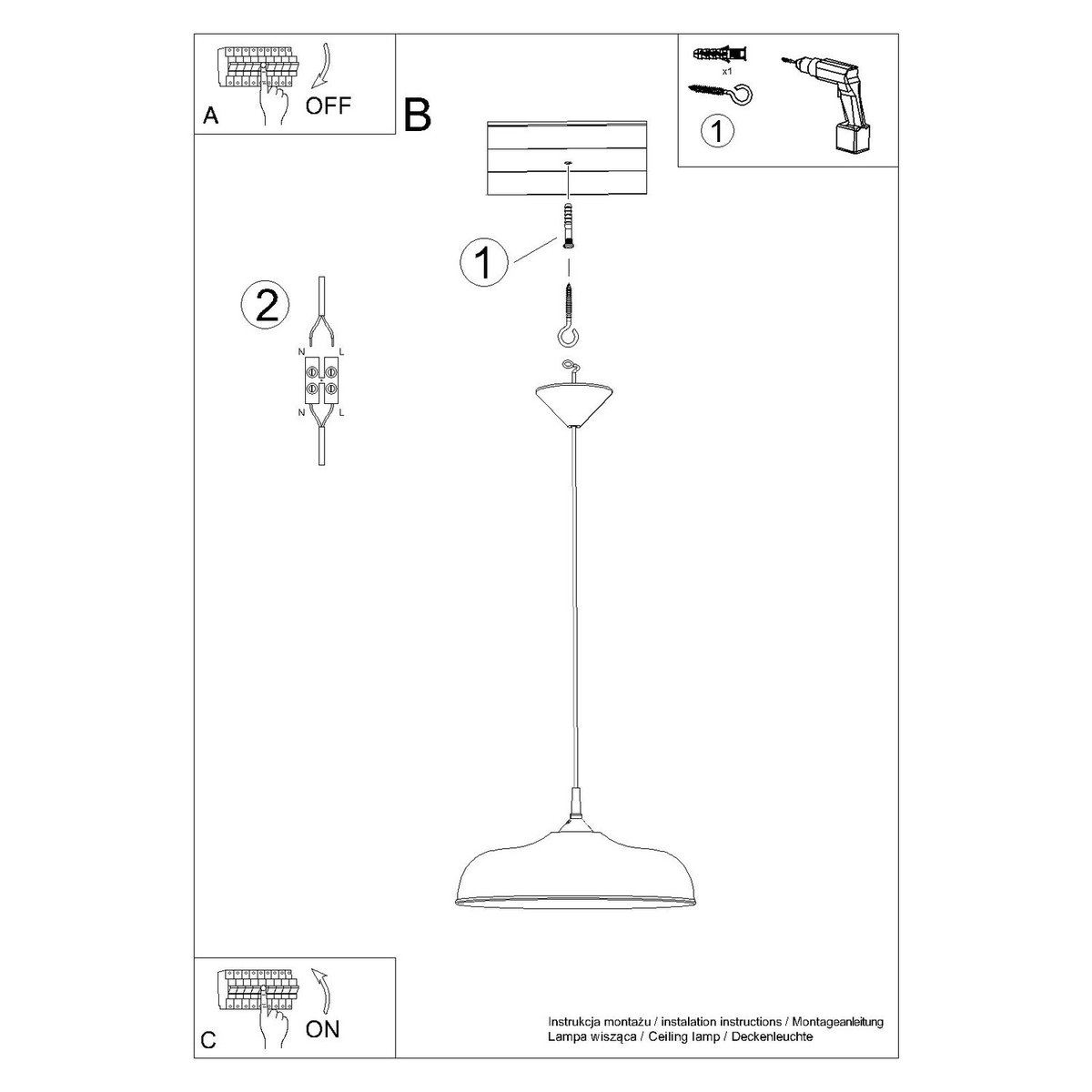 Suspension Acier Beige E27 1 Gina beige, EDEN