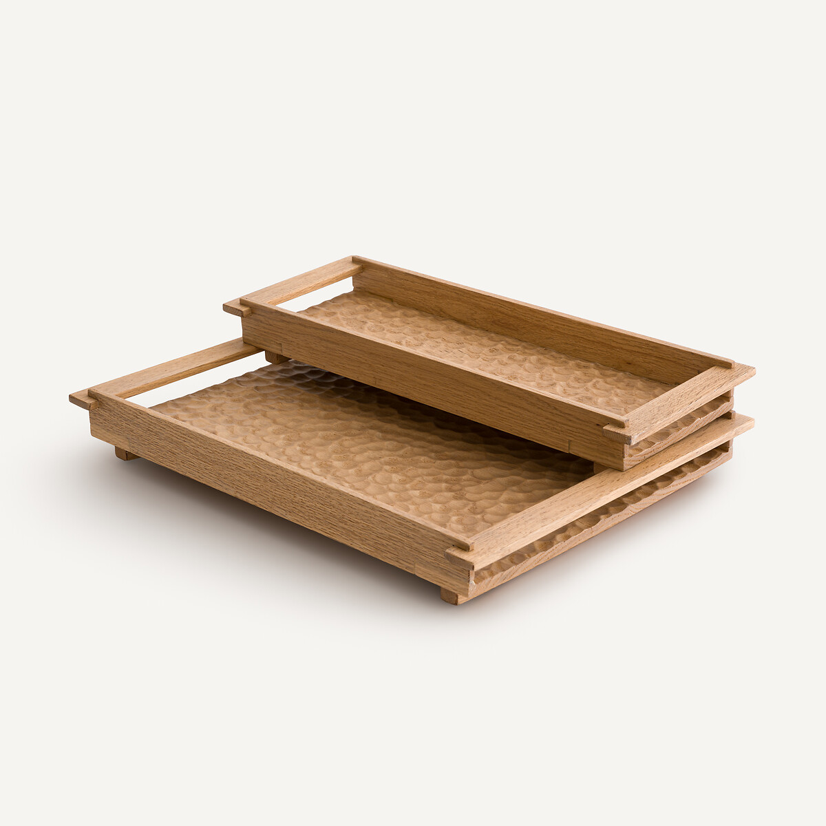Plateau rectangulaire en chêne massif gougé, profondeur 37 cm, AZAEL chêne naturel, AM.PM