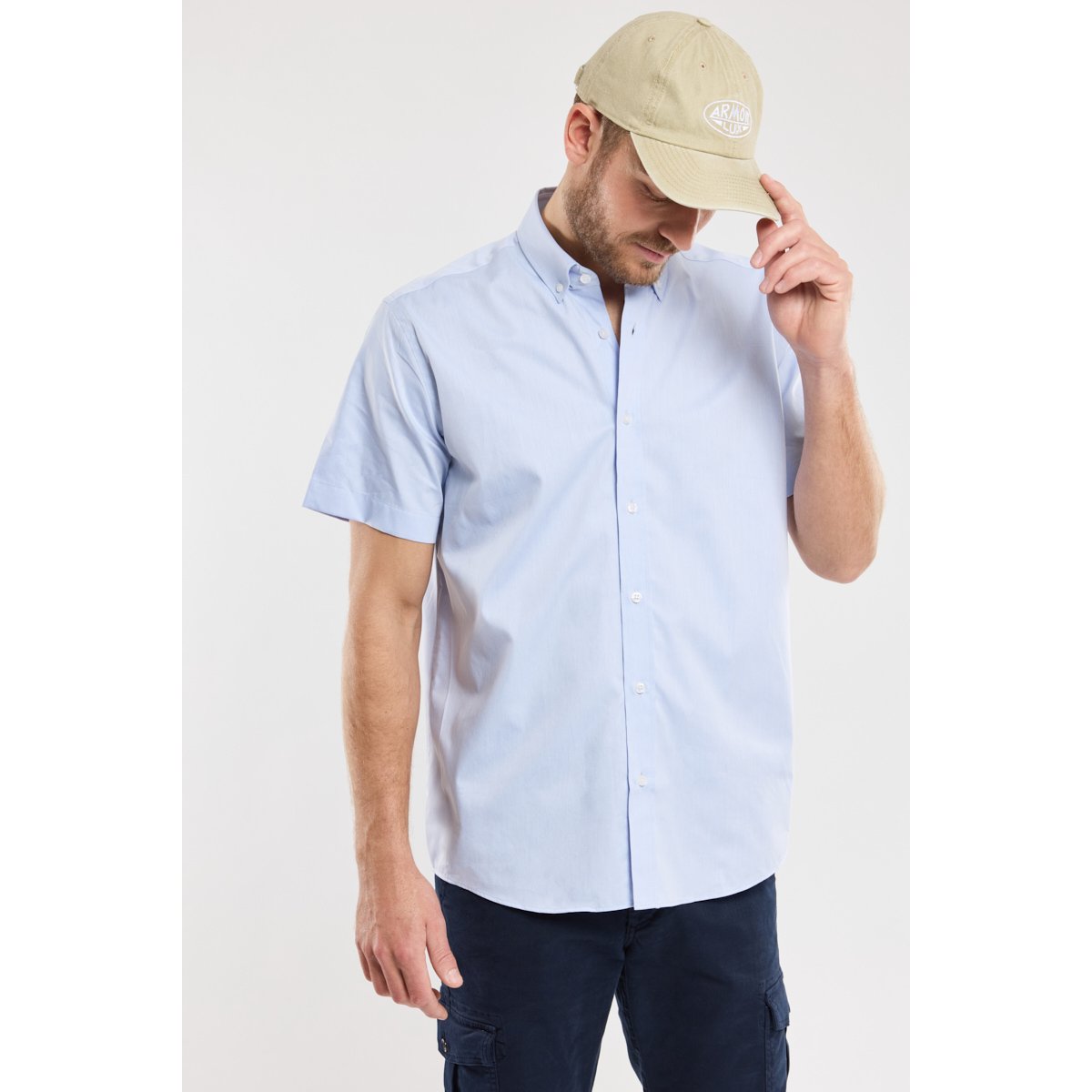 Chemise manches courtes - coton blue, ARMOR-LUX