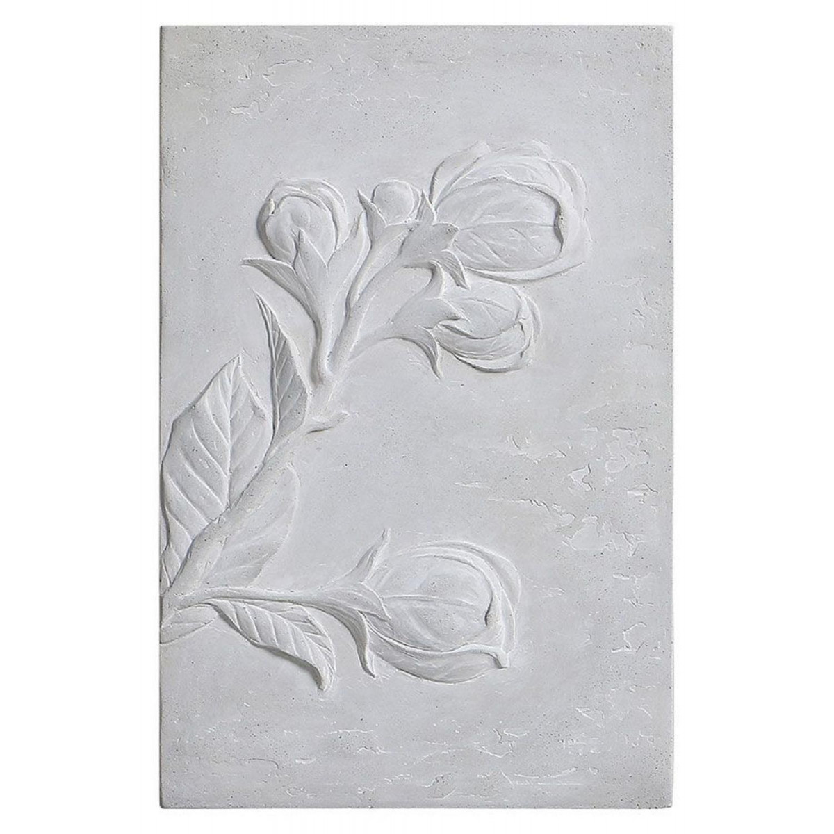 Triptyque en béton motif floral en relief - gris, INTERIOR'S