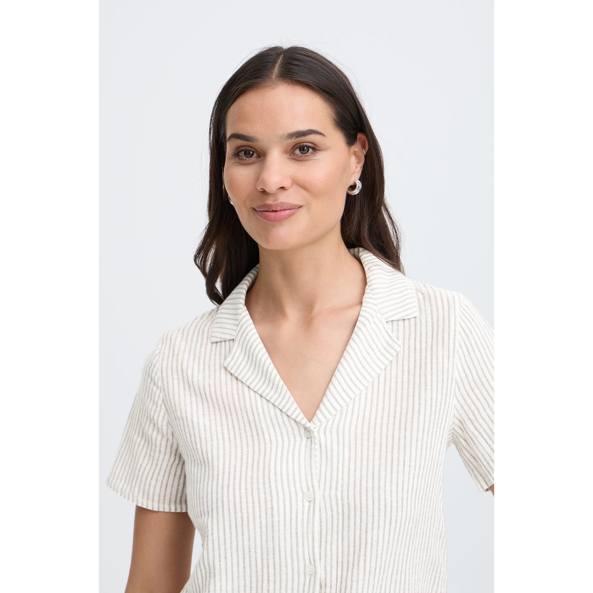Chemise à manches courtes beige humus mix, B.YOUNG