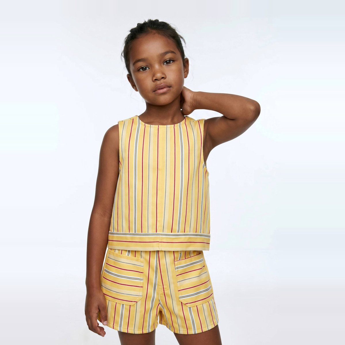 Blouse sans manches rayée en coton pastille, MONOPRIX